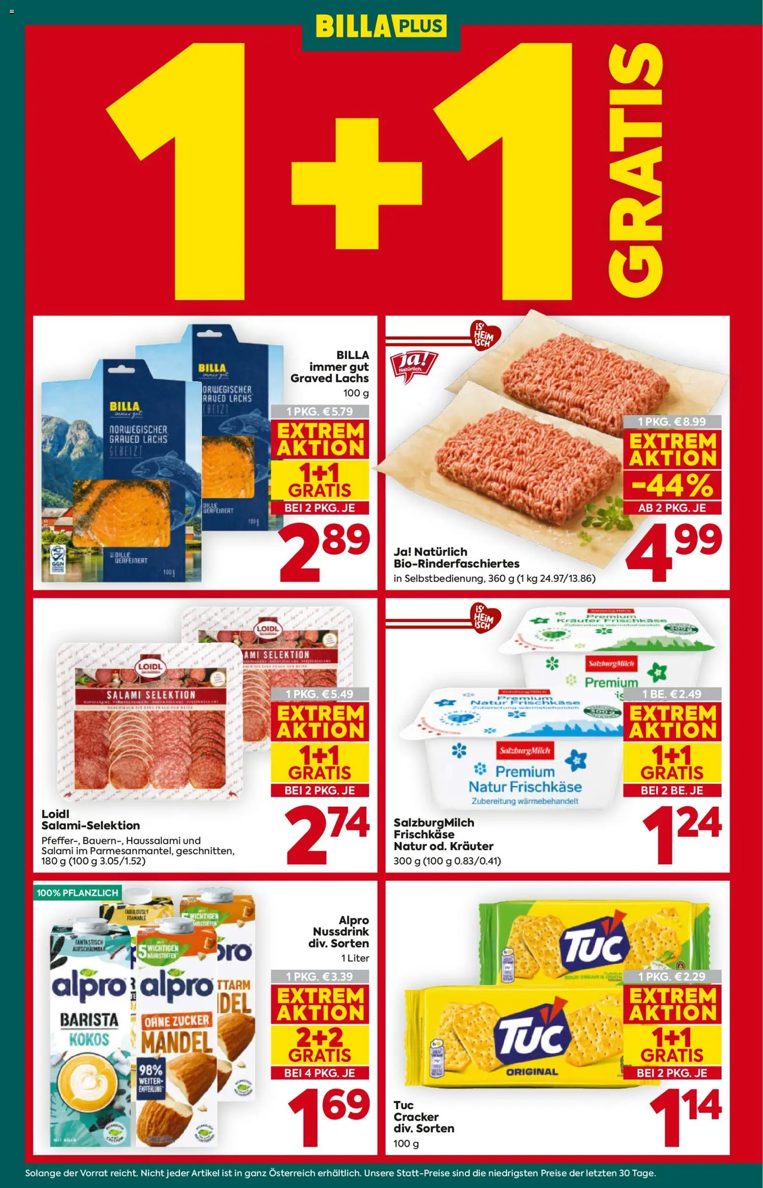 Billa Plus Flugblatt gültig ab 20.08.2026 | Seite: 4 | Produkte: Zucker, Milch, Salami, Cracker