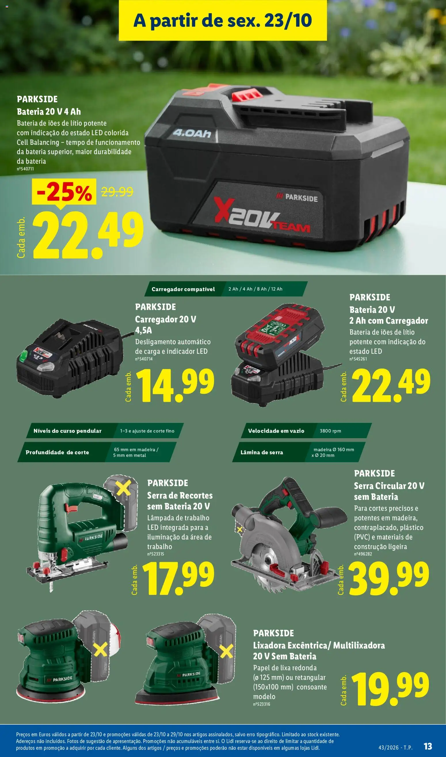Lidl Promoções Fim de Semana │ válido de 23/10/2026 | Página: 13 | Produtos: Lixa, Iluminação, Bateria