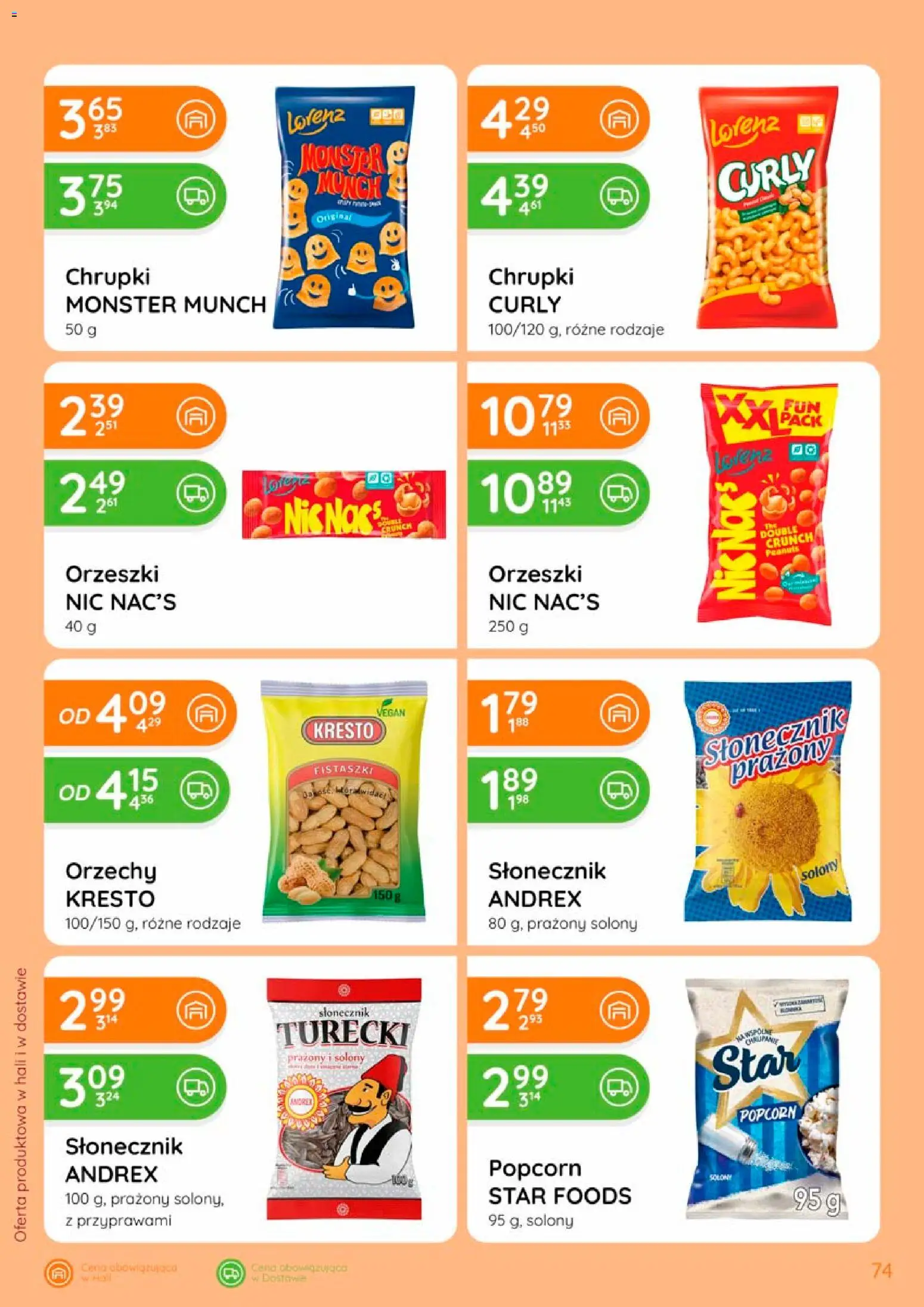 Eurocash gazetka od 17.09.2026 | Strona: 74 | Produkty: Słonecznik, Popcorn, Orzeszki, Orzechy
