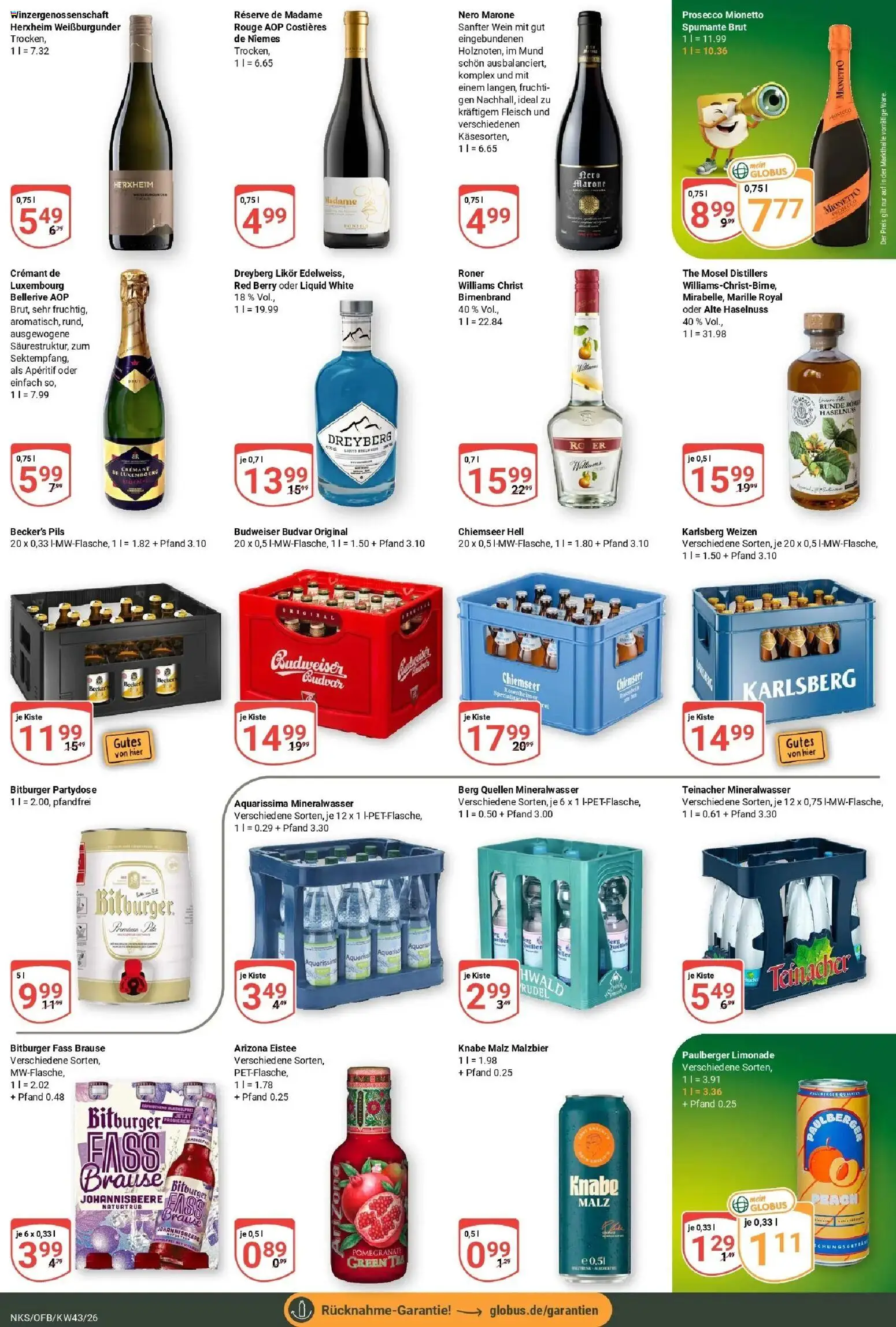 Globus Prospekt Neunkirchen (ab 19.10.2026) » Angebote online | Seite: 17 | Produkte: Bitburger, Rouge, Budweiser, Wein