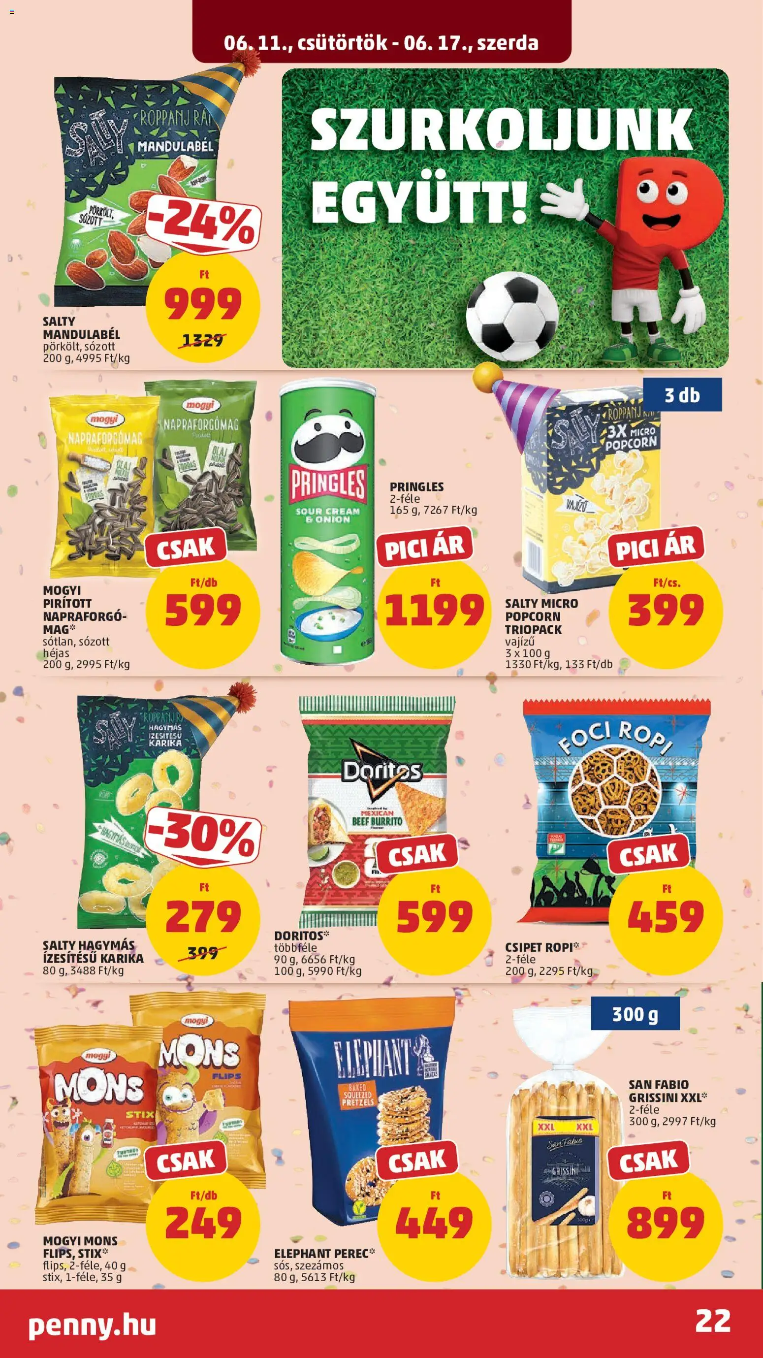 PENNY akciós ujság - amely érvényes a következő dátumtól: 11.06.2026 | Oldal: 26 | Termékek: Napraforgómag, Pringles, Olaj, Ropi