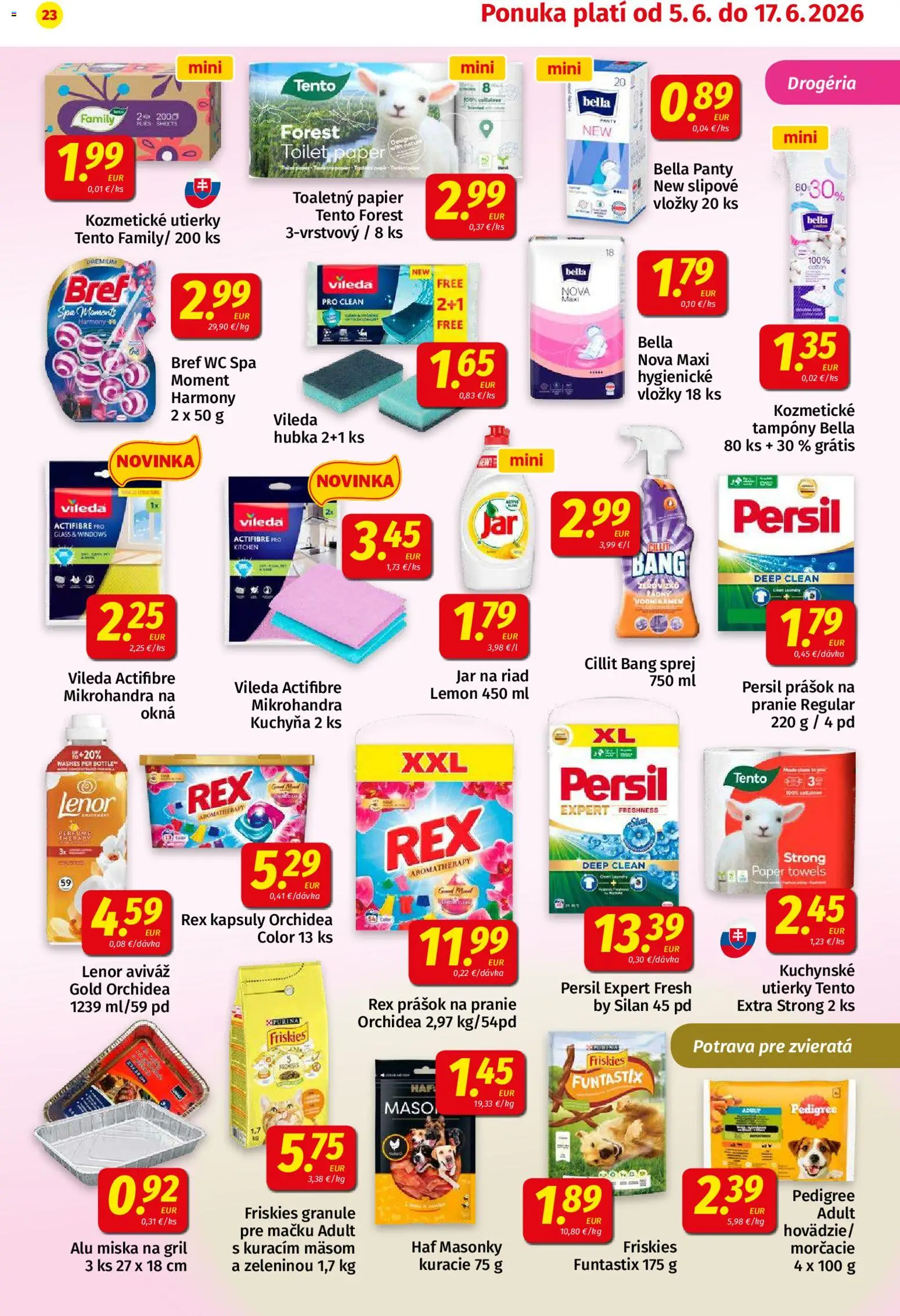 Nové Koruna akcie – leták je platný od 05.06.2026 | Strana: 23 | Produkty: Gril, Kuchyňa, Friskies, Hubka