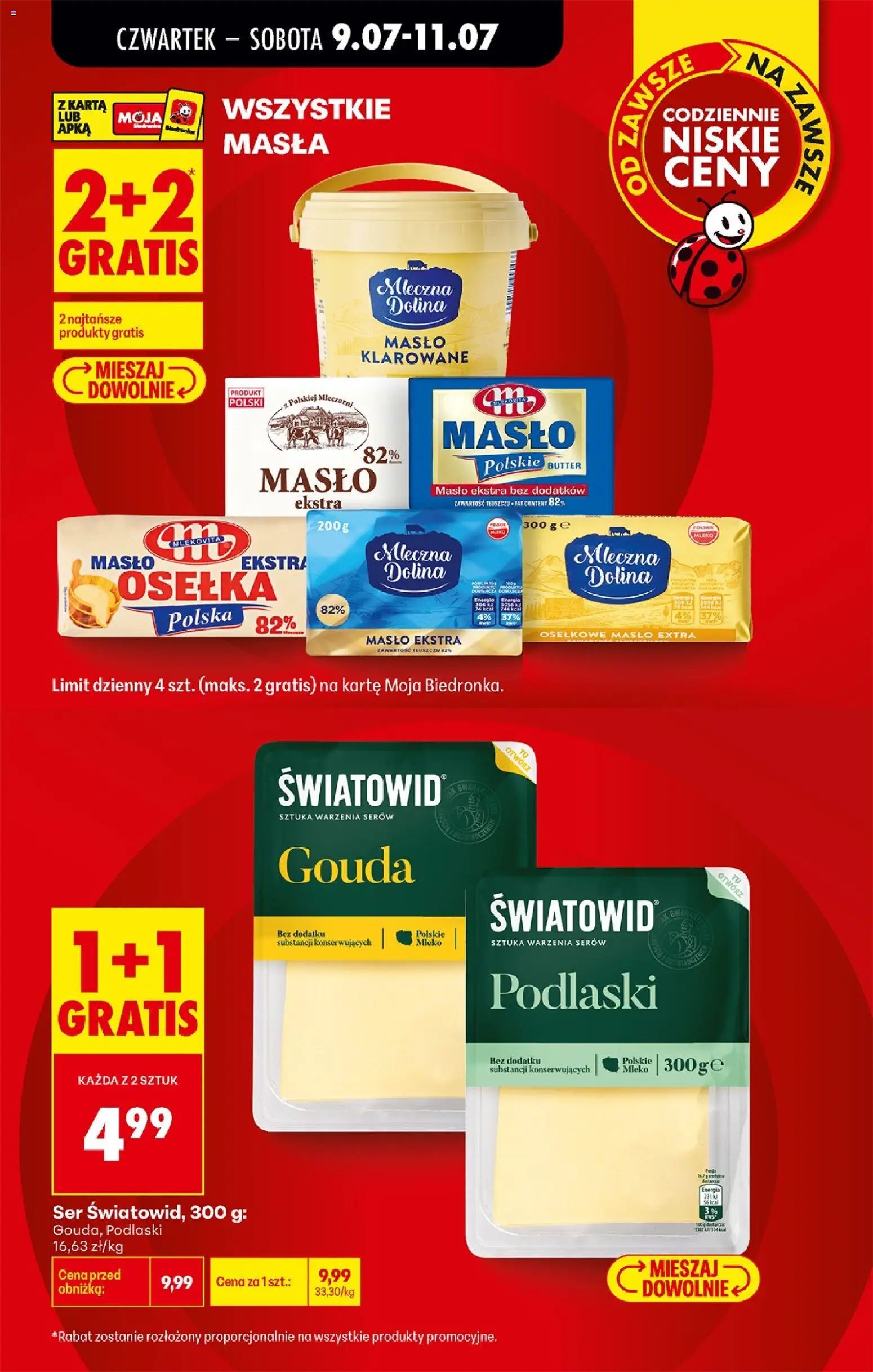 Biedronka gazetka od czwartku od 09.07.2026 | Strona: 9 | Produkty: Masło klarowane, Mleko, Masło, Ser