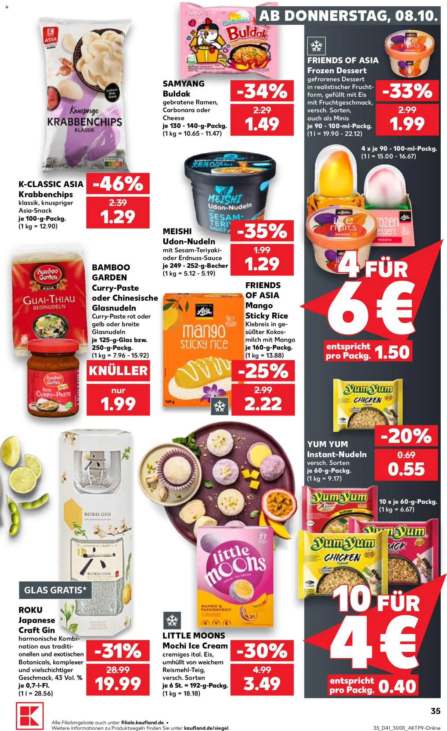 Kaufland Německo leták od 08.10.2026 | Strana: 35 | Produkty: Mango, Yum Yum, Gin, Kokos