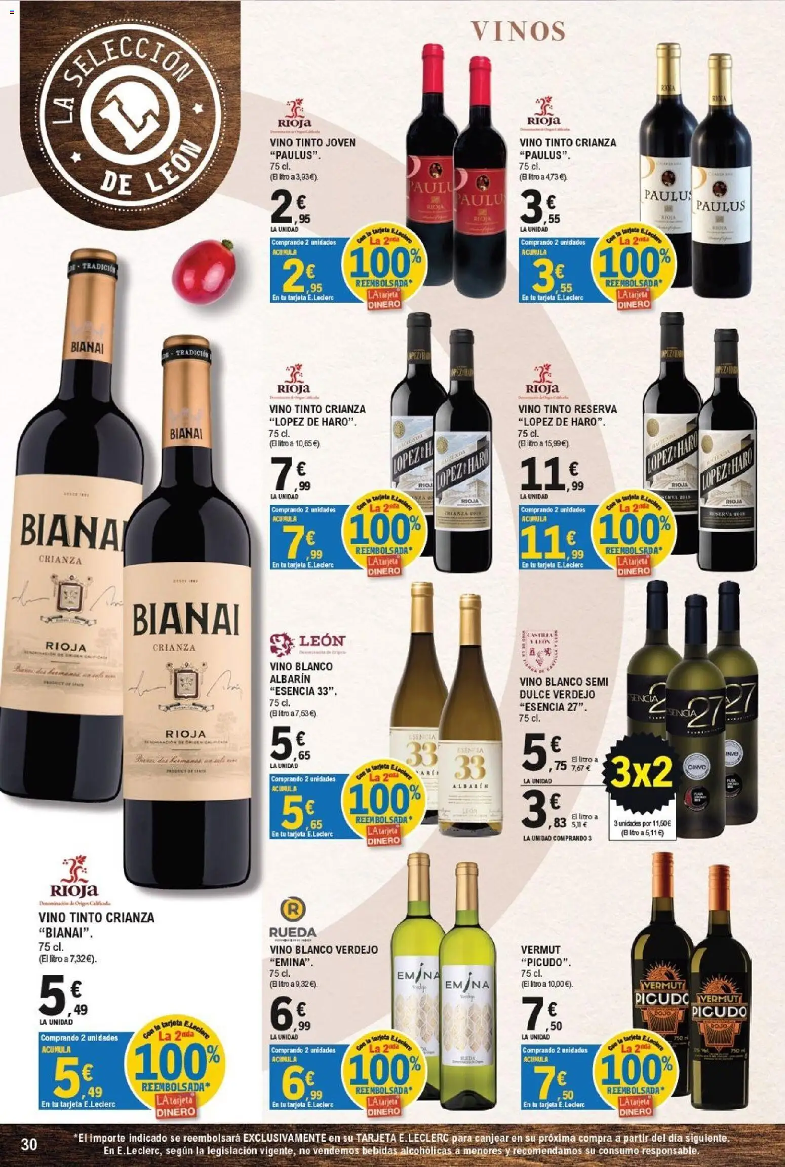 E.Leclerc - León │ válido desde el 21/09/2026 | Página: 30 | Productos: Vermut, Vino, Vino blanco, Bebidas