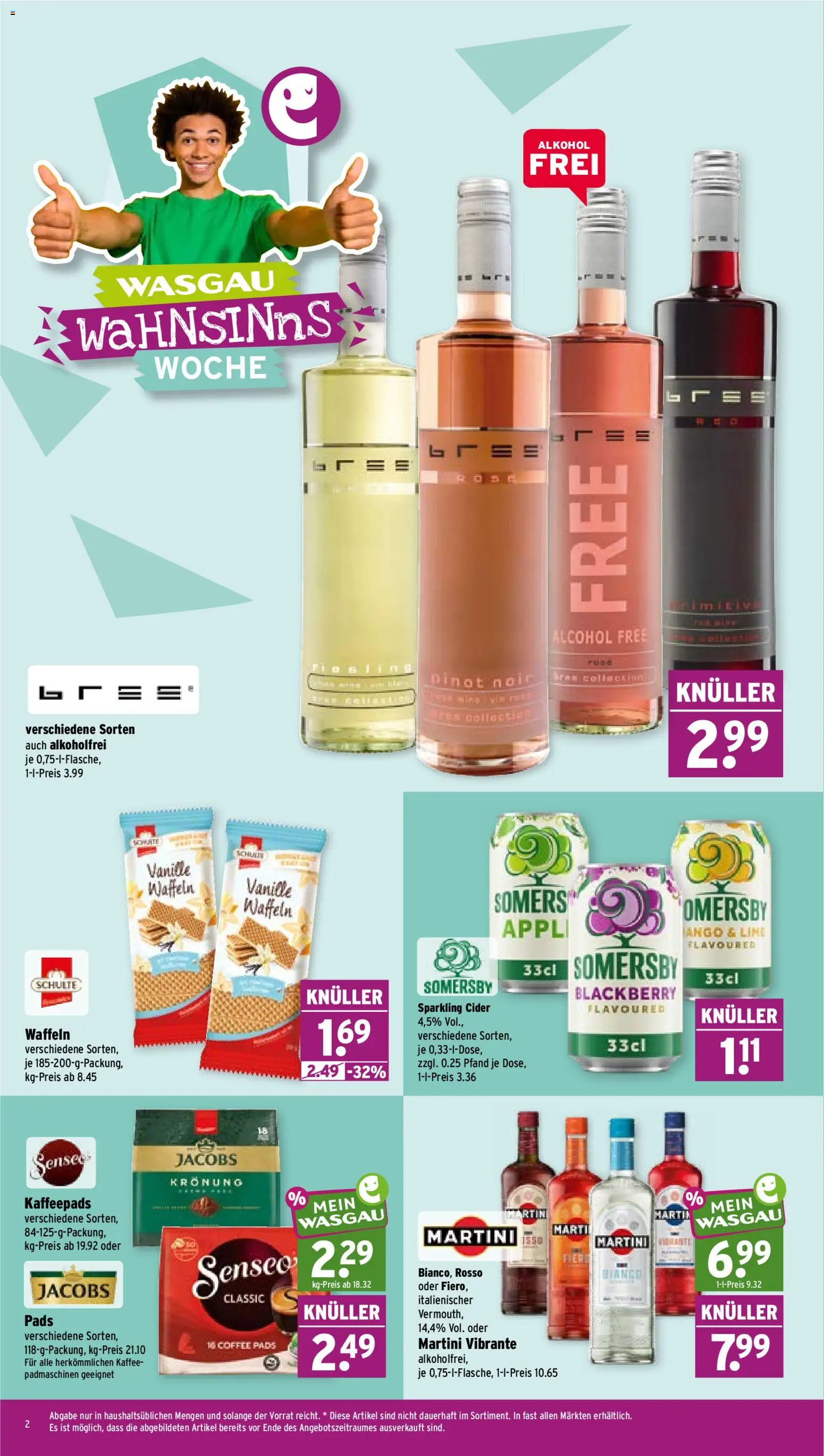 Wasgau Prospekt – gültig ab 03.08.2026 | Seite: 2 | Produkte: Senseo, Kaffeepads, Kaffee, Waffeln