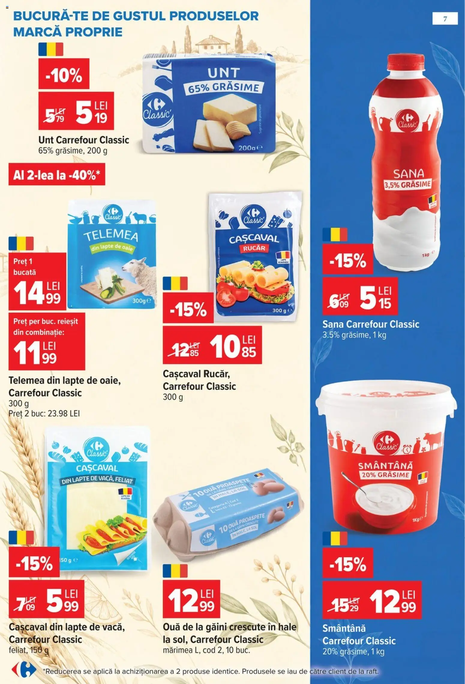 Noul catalog Carrefour – valabil de la 14.10.2026 | Pagină: 7 | Produse: Cașcaval, Lapte, Unt, Smântână