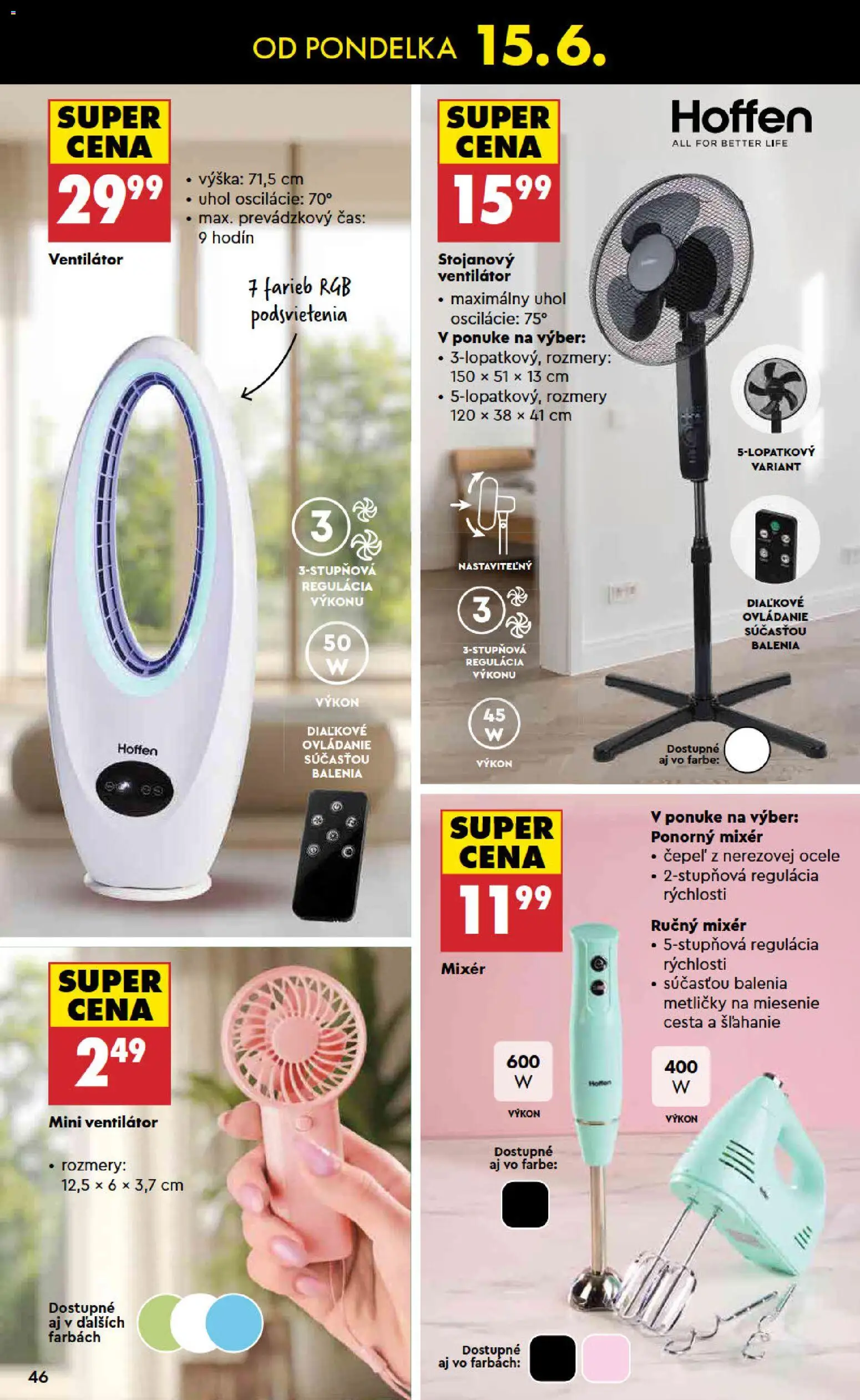 Nové Biedronka akcie – leták je platný od 11.06.2026 | Strana: 46 | Produkty: Ručný mixér, Ventilátor, Ponorný mixér, Mixér
