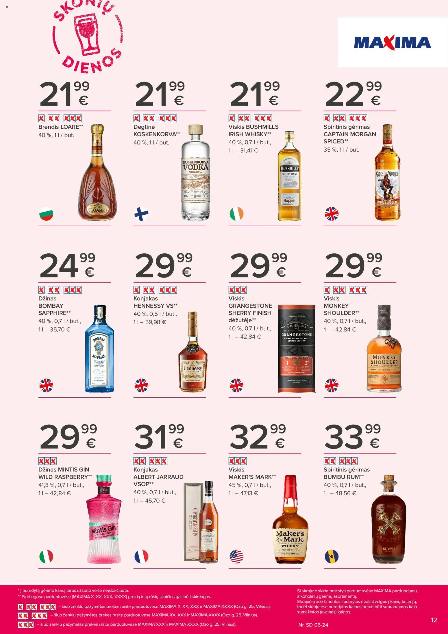 MAXIMA akcijos nuo 11.06.2026 | Puslapis: 12 | Prekių: Degtinė, Viskis, Džinas