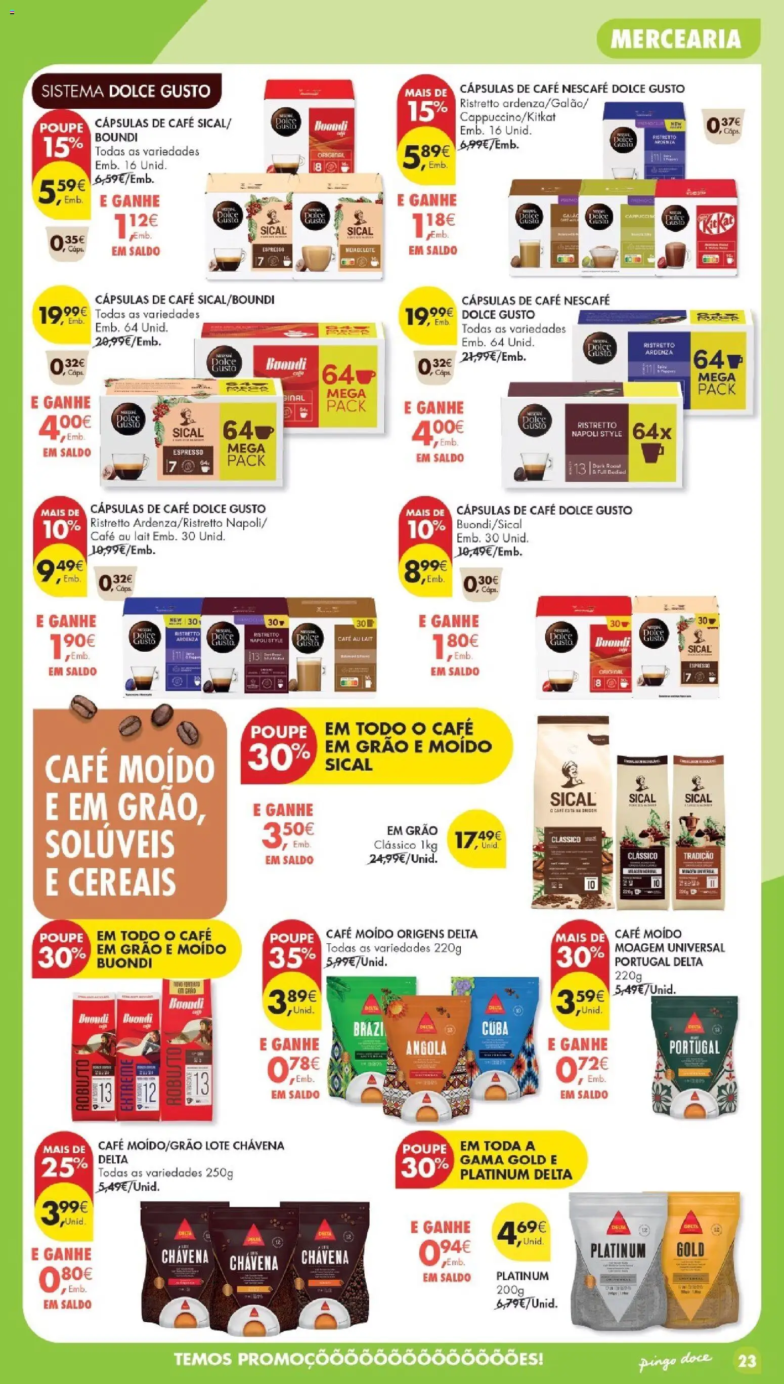 Pingo Doce Folheto Poupe Este Fim de Semana │ válido de 13/10/2026 | Página: 23 | Produtos: Cappuccino, Café, Dolce gusto, Cereais