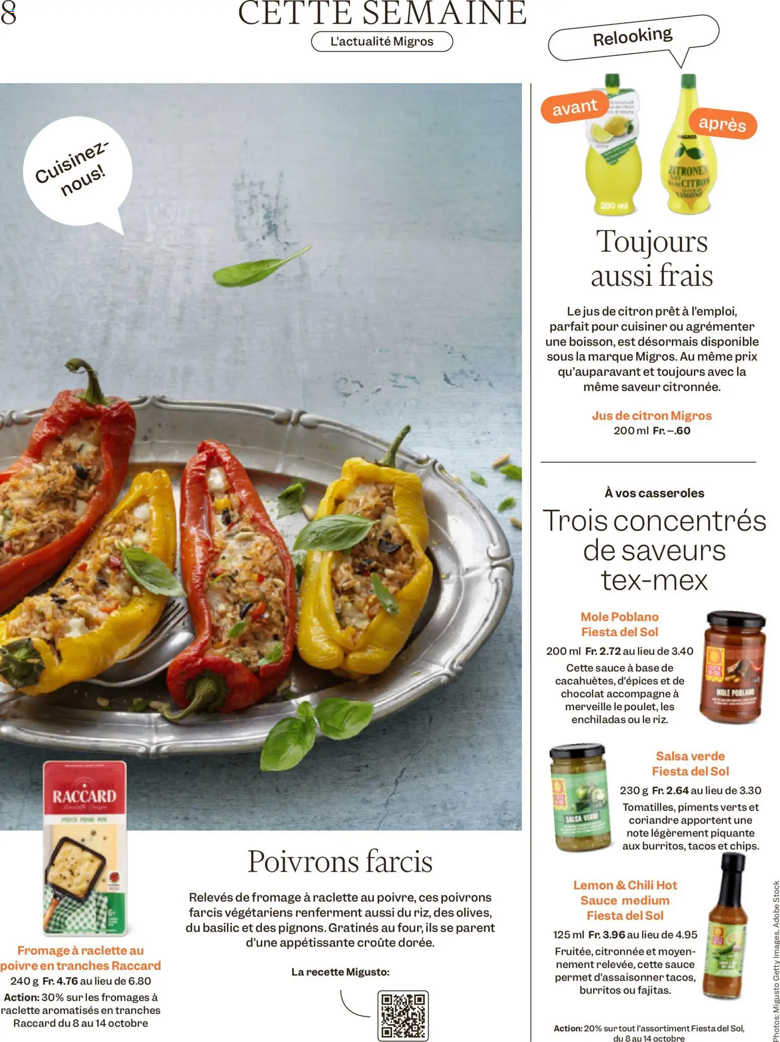Migros aktionen Magazine FR – gültig ab 07.10.2026 | Seite: 8 | Produkte: Zitronen, Chili, Raclette