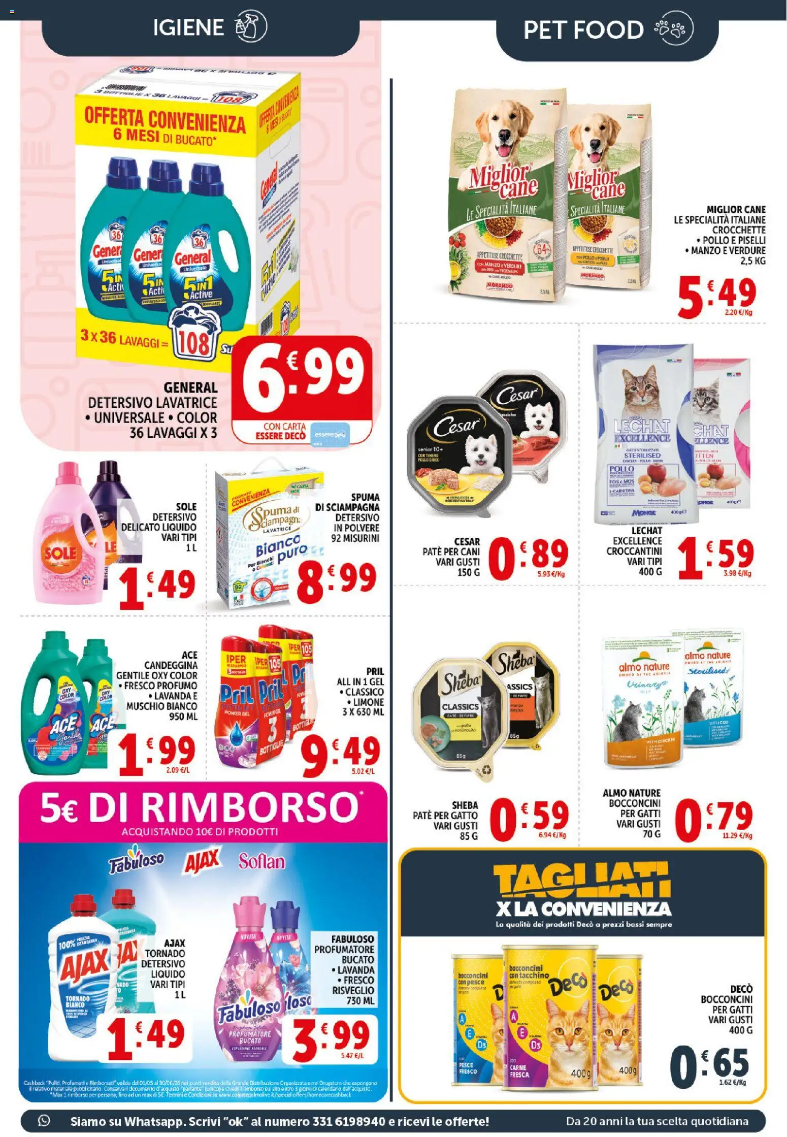 Volantino Decò del 20.05.2026 | Pagina: 19 | Prodotti: Pollo, Candeggina, Lavatrice, The