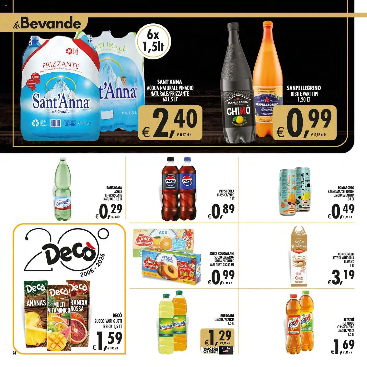 Volantino Decò del 01/09/2026 | Pagina: 24 | Prodotti: Chinotto, Limonata, Mandorla, Bibite
