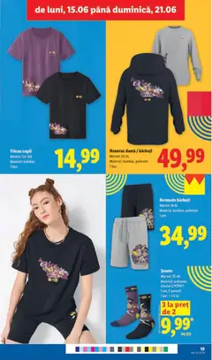 Ofertele Lidl valabile de la 15.06.2026 | Pagină: 19 | Produse: Tricou, Șosete, Keşe