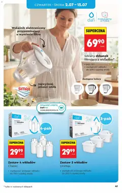Pogląd oferty "Szklany dzbanek filtrujący z wkładem*, Szklany dzbanek filtrujący z wkładem, poj.: 2 l, wydajność wkładu: do 200 l czystej wody" - ważna od 27.06.2026 | Strona: 41 | Produkty: Dzbanek, Dzbanek filtrujący