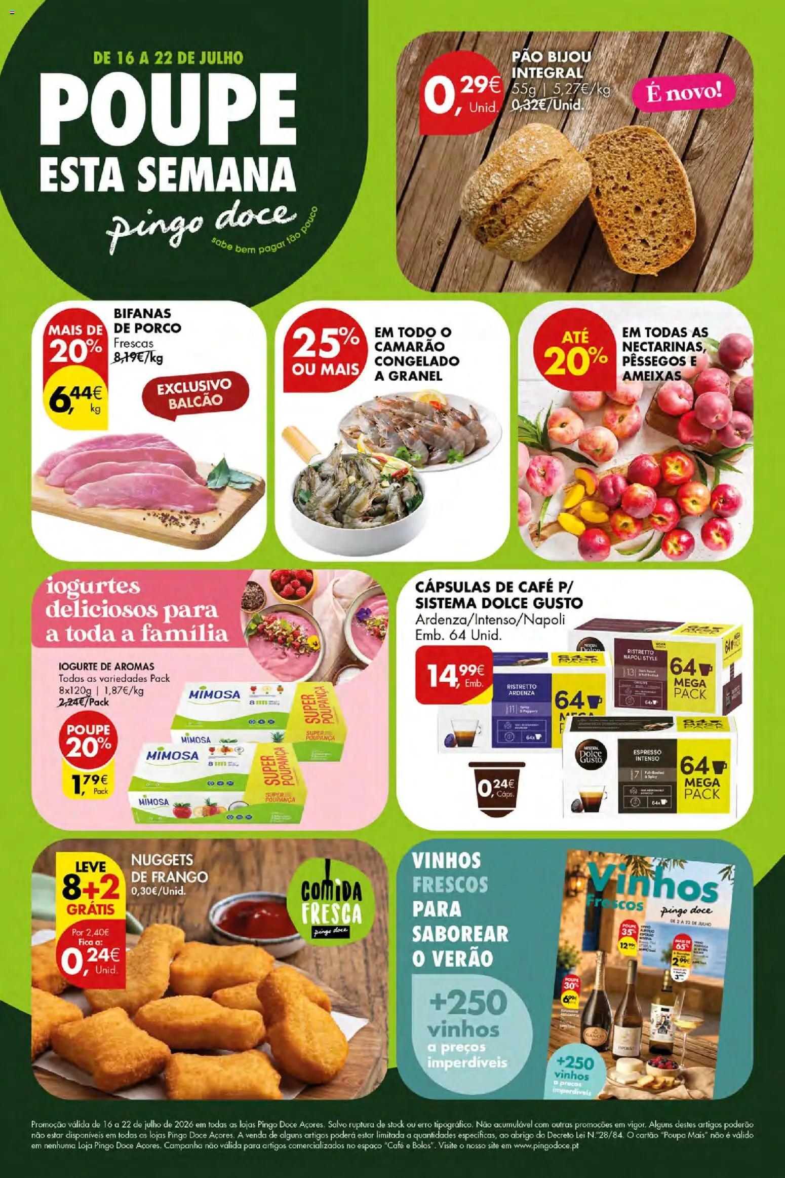 Pingo Doce Poupe Esta Semana Açores │ válido de 16/07/2026 | Página: 1 | Produtos: Camarão, Iogurte, Pão, Café