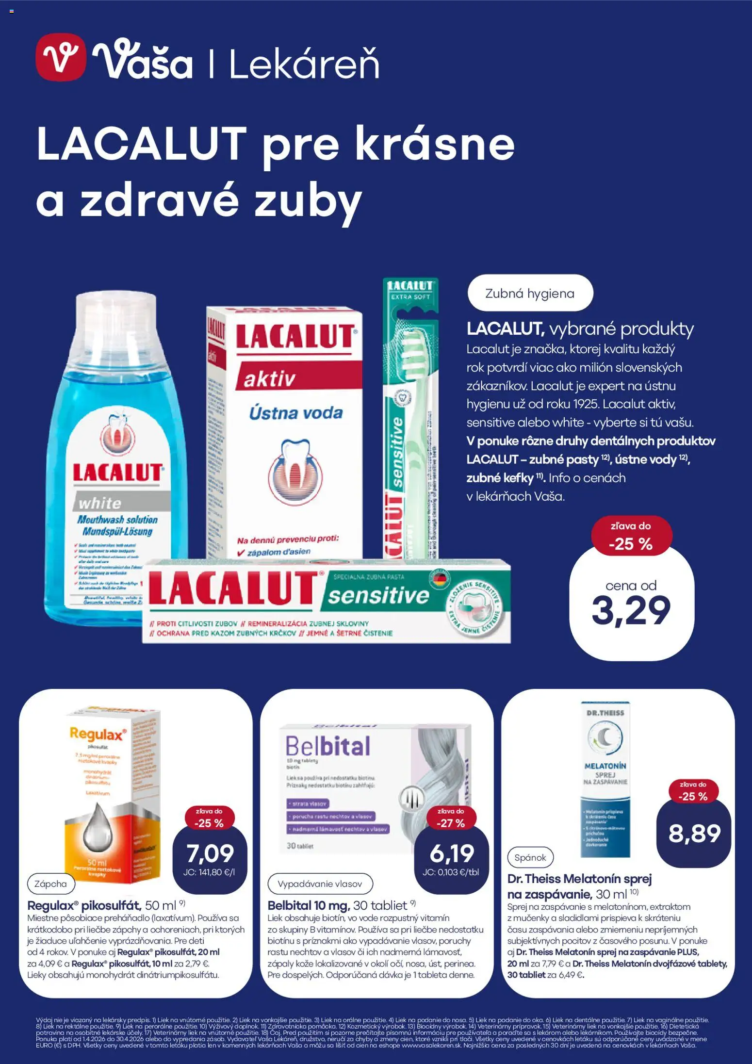 Nové Vaša lekáreň akcie – leták je platný od 01.04.2026 | Strana: 18 | Produkty: Tablet, Ústna voda, Voda