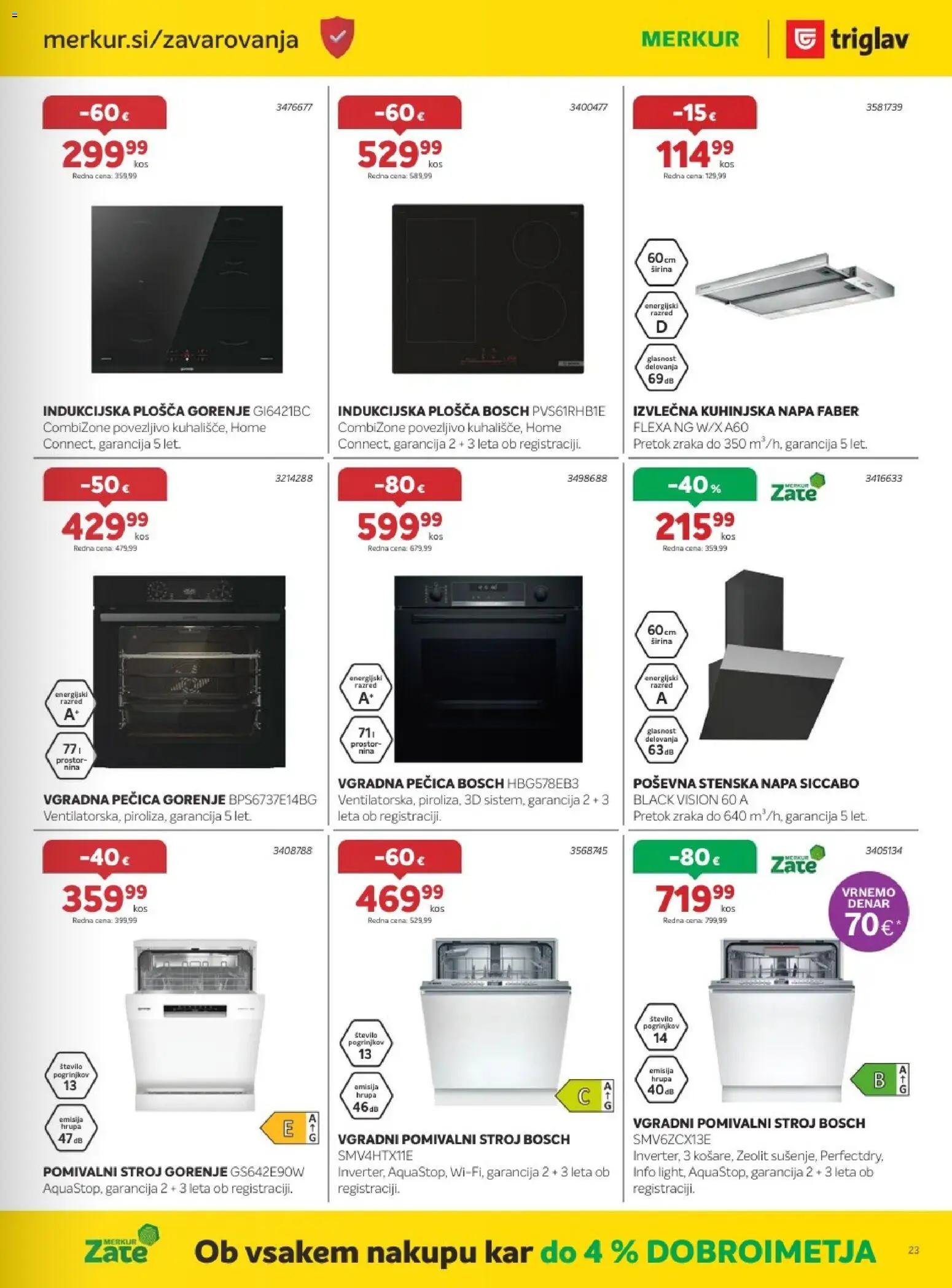 Novi Merkur katalog ponudbe – veljaven od 02.09.2026 | Stran: 23 | Izdelki: Pecica, Pomivalni stroj, Vgradna pečica, Indukcijska plošča