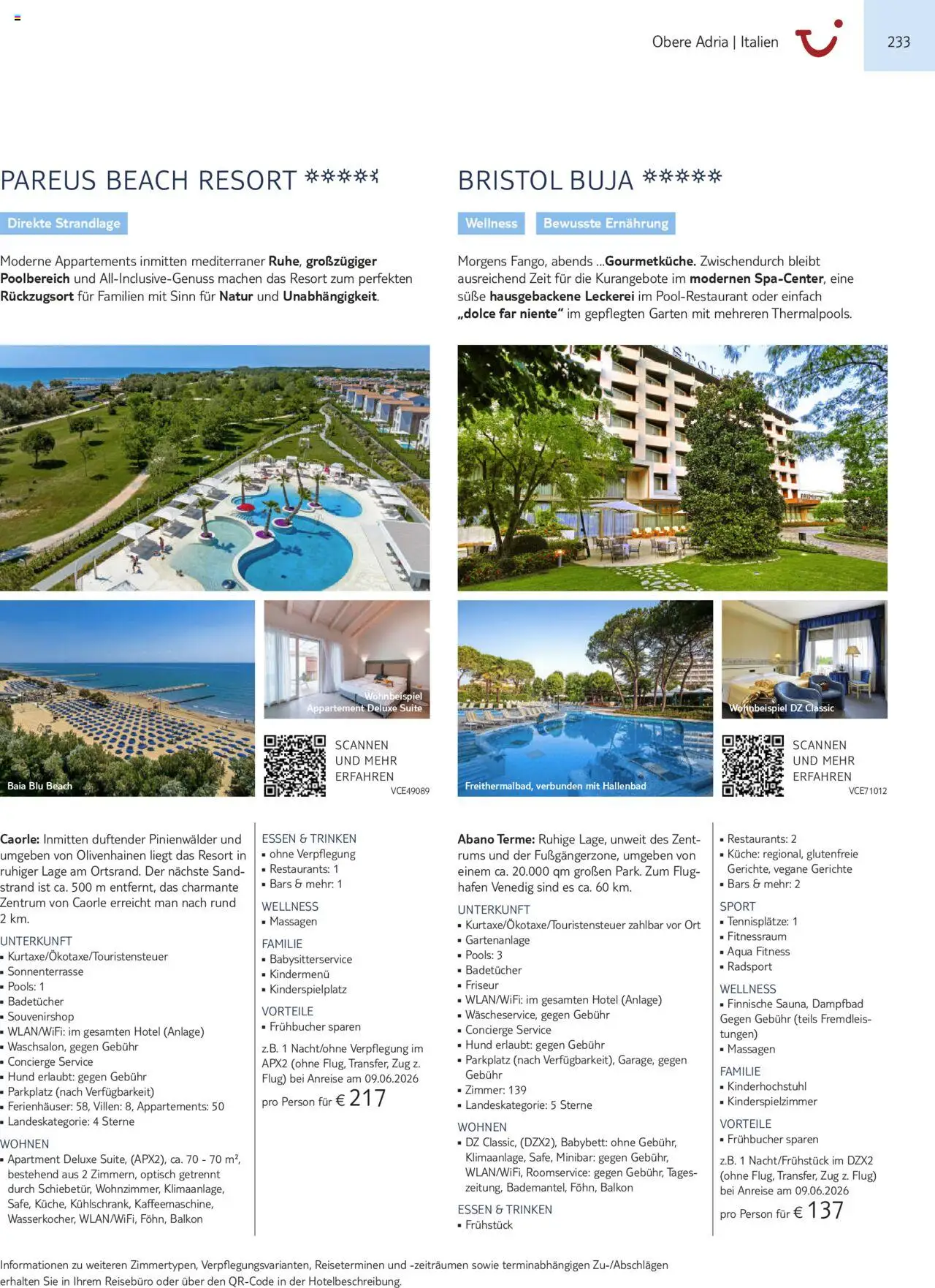 TUI Urlaub mit eigener Anreise 2025/26 – gültig ab 01.11.2025 | Seite: 233 | Produkte: Babybett, Küche, Gerichte