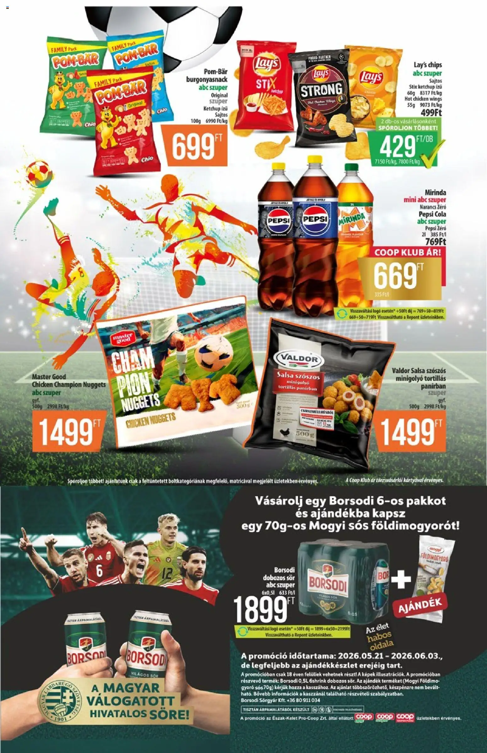 COOP akciós ujság - amely érvényes a következő dátumtól: 28.05.2026 | Oldal: 2 | Termékek: Chips, Pepsi, Nuggets, Ketchup