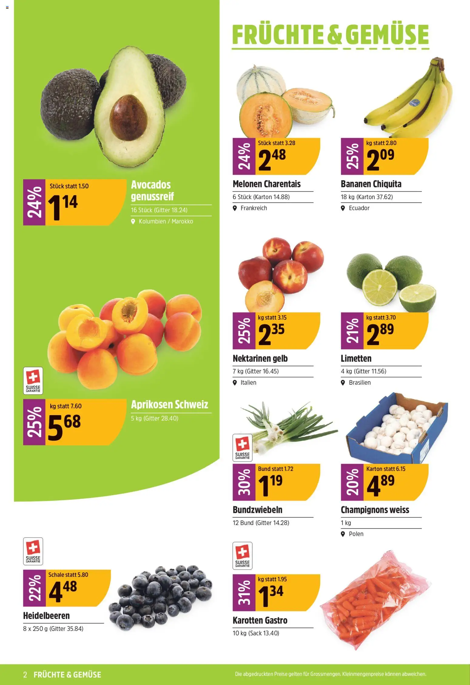 TopCC aktionen – gültig ab 29.06.2026 | Seite: 2 | Produkte: Nektarinen, Champignons, Bananen, Gemüse
