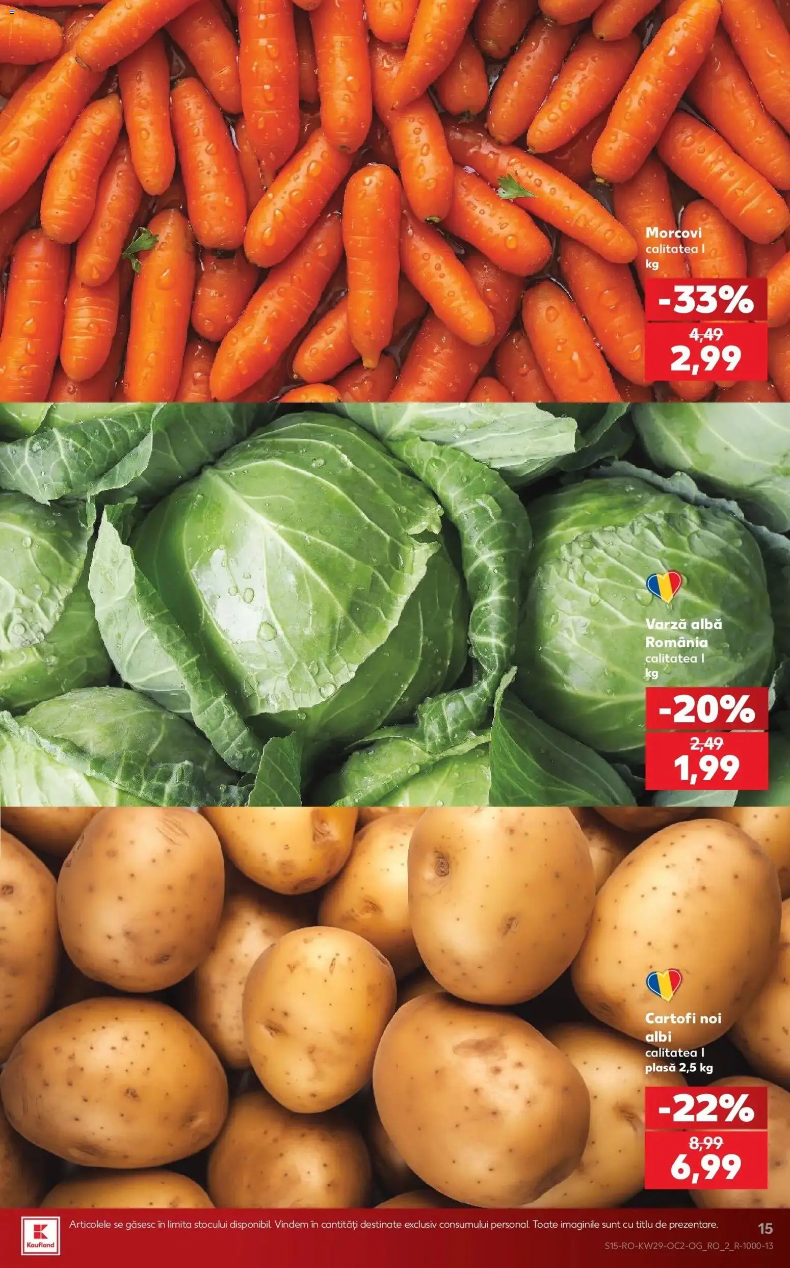 Noul catalog Kaufland – valabil de la 15.07.2026 | Pagină: 15 | Produse: Varză, Alba, Morcovi, Cartofi