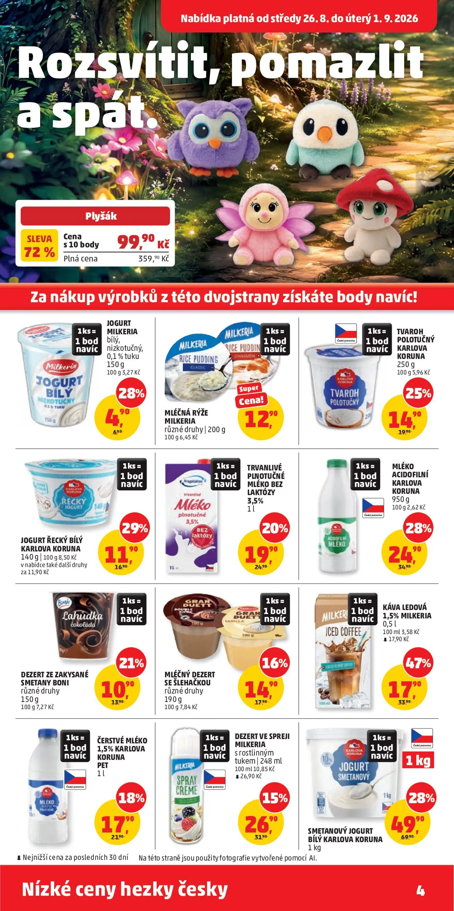 Penny Market leták od 26.08.2026 | Strana: 4 | Produkty: Mléko, Mléčná rýže, Body, Plyšák