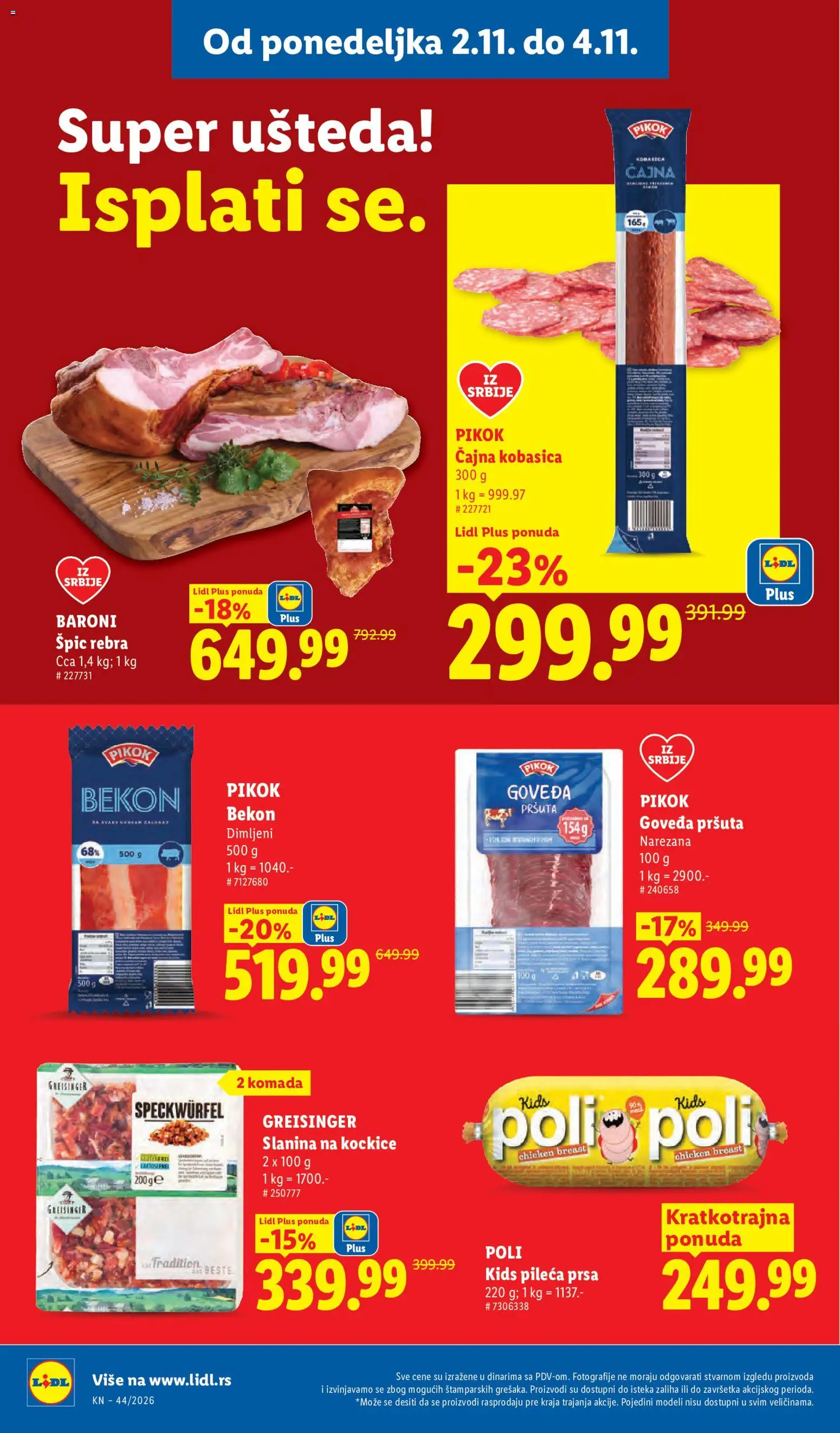 Lidl katalog - važi od 29.10.2026 | Strana: 106 | Proizvode: Pileća prsa, Pršuta, Slanina, Kobasica