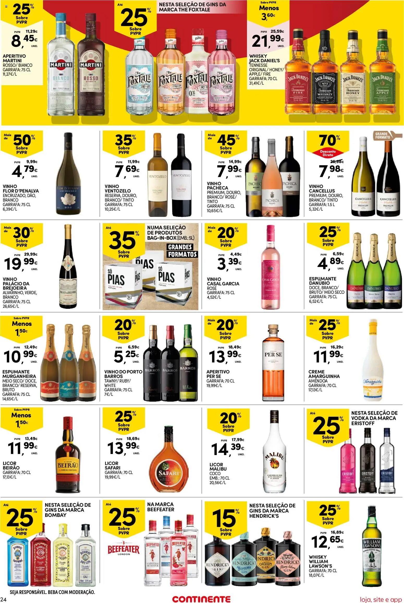 Continente Semanal Continente Bom Dia │ válido de 28/07/2026 | Página: 24 | Produtos: Licor, Vinho, Gin, Creme