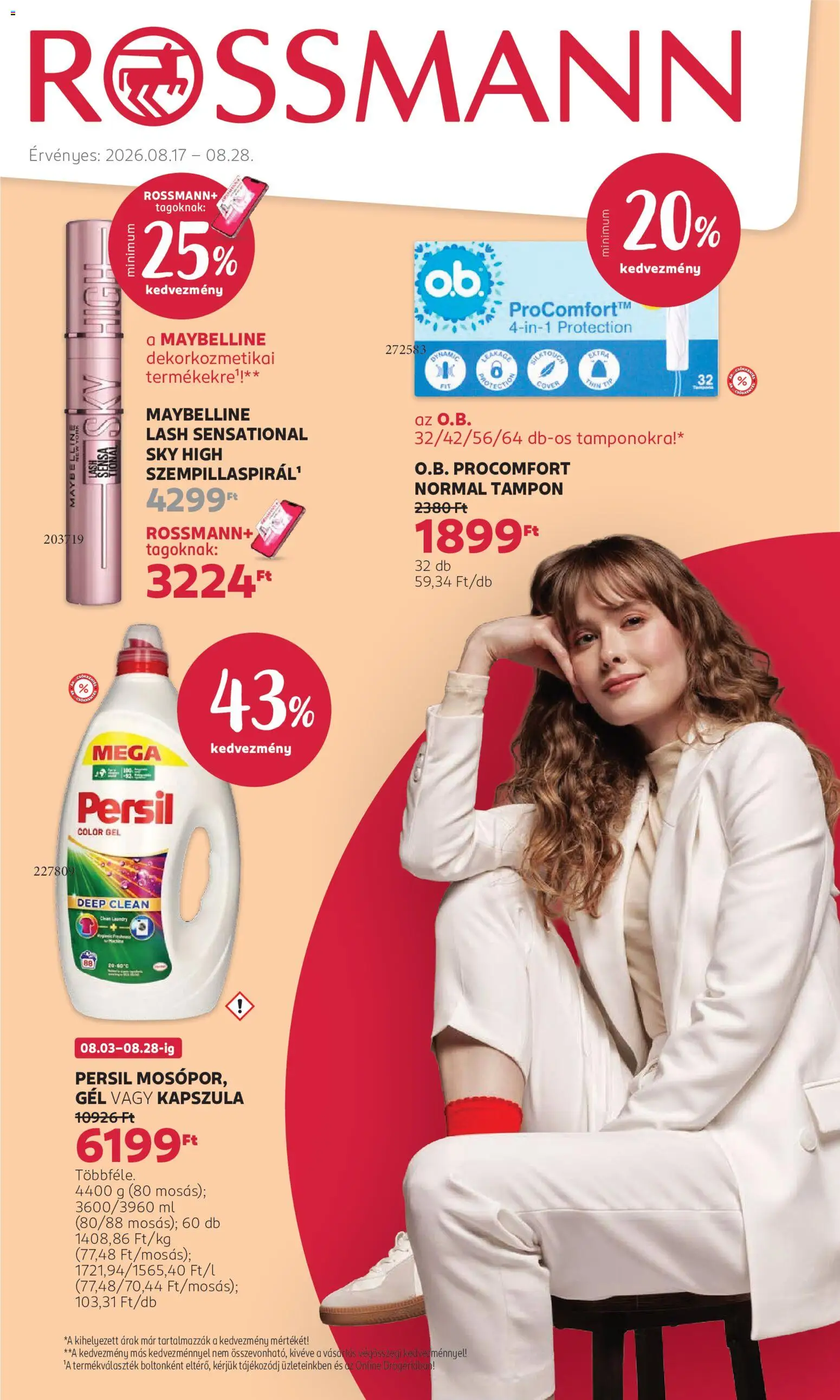Rossmann akciós ujság - amely érvényes a következő dátumtól: 2026.08.17. | Oldal: 1 | Termékek: Kapszula, Persil, Gél