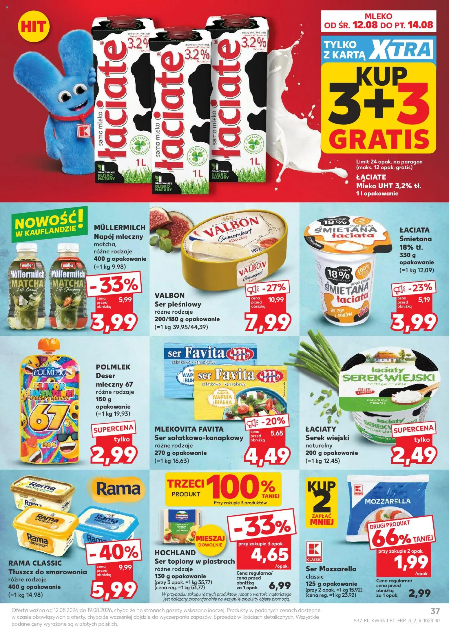 Kaufland Polsko leták od 12.08.2026 | Strana: 37 | Produkty: Rama, Matcha, Mozzarella, Müllermilch