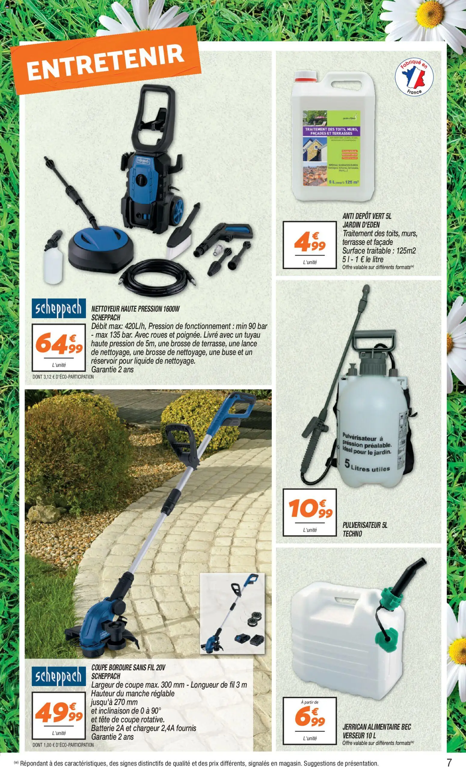 {H1} | Page: 7 | Produits: Coupe bordure, Tuyau, Batterie, Livre