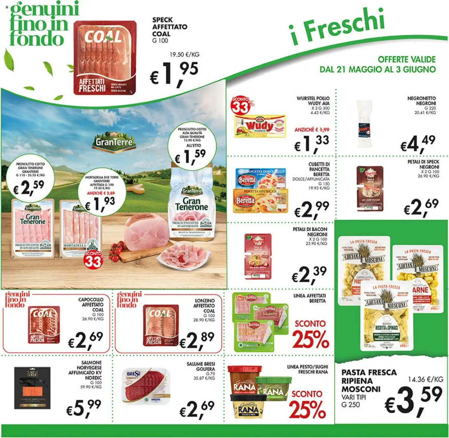 Volantino Coal del 21.05.2026 | Pagina: 14 | Prodotti: Pollo, Wurstel, Spinaci, Mortadella