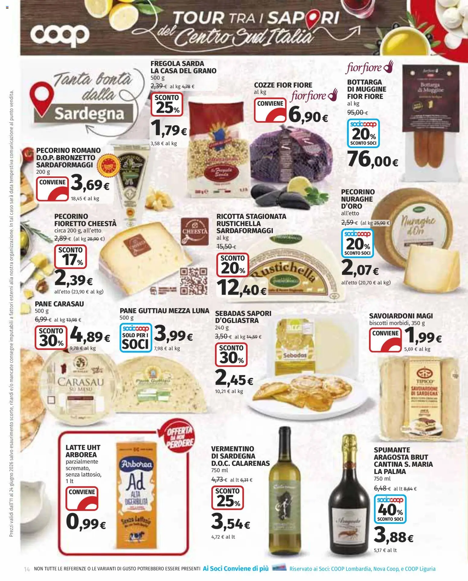 Volantino COOP del 11.06.2026 | Pagina: 14 | Prodotti: Biscotti, Latte, Data, Ricotta