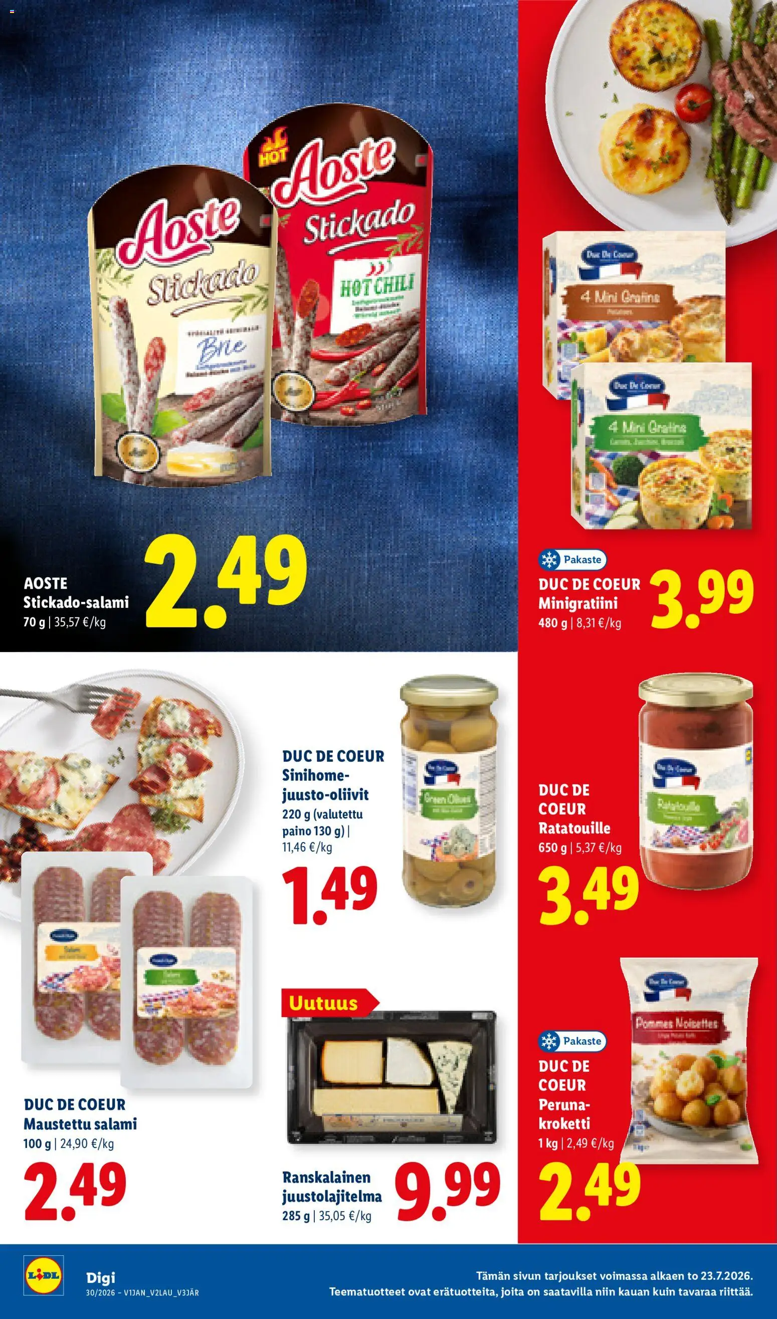 Lidl tarjoukset – voimassa 23/07/2026 alkaen | Sivu: 10 | Tuotteet: Chili, Peruna, Salami, Kroketti