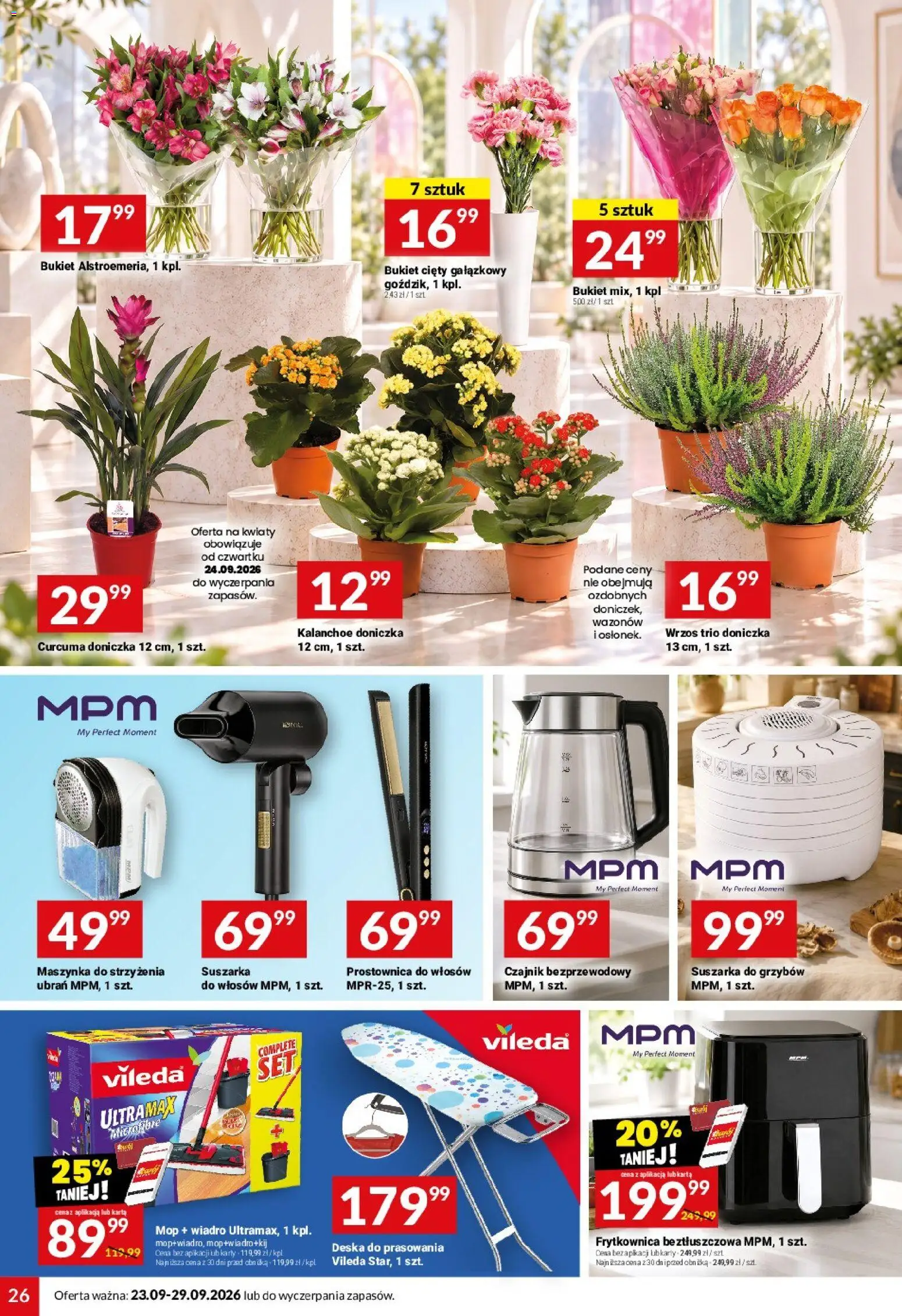 Twój Market gazetka od 23.09.2026 | Strona: 26 | Produkty: Frytkownica, Maszynka do strzyżenia, Kalanchoe, Vileda