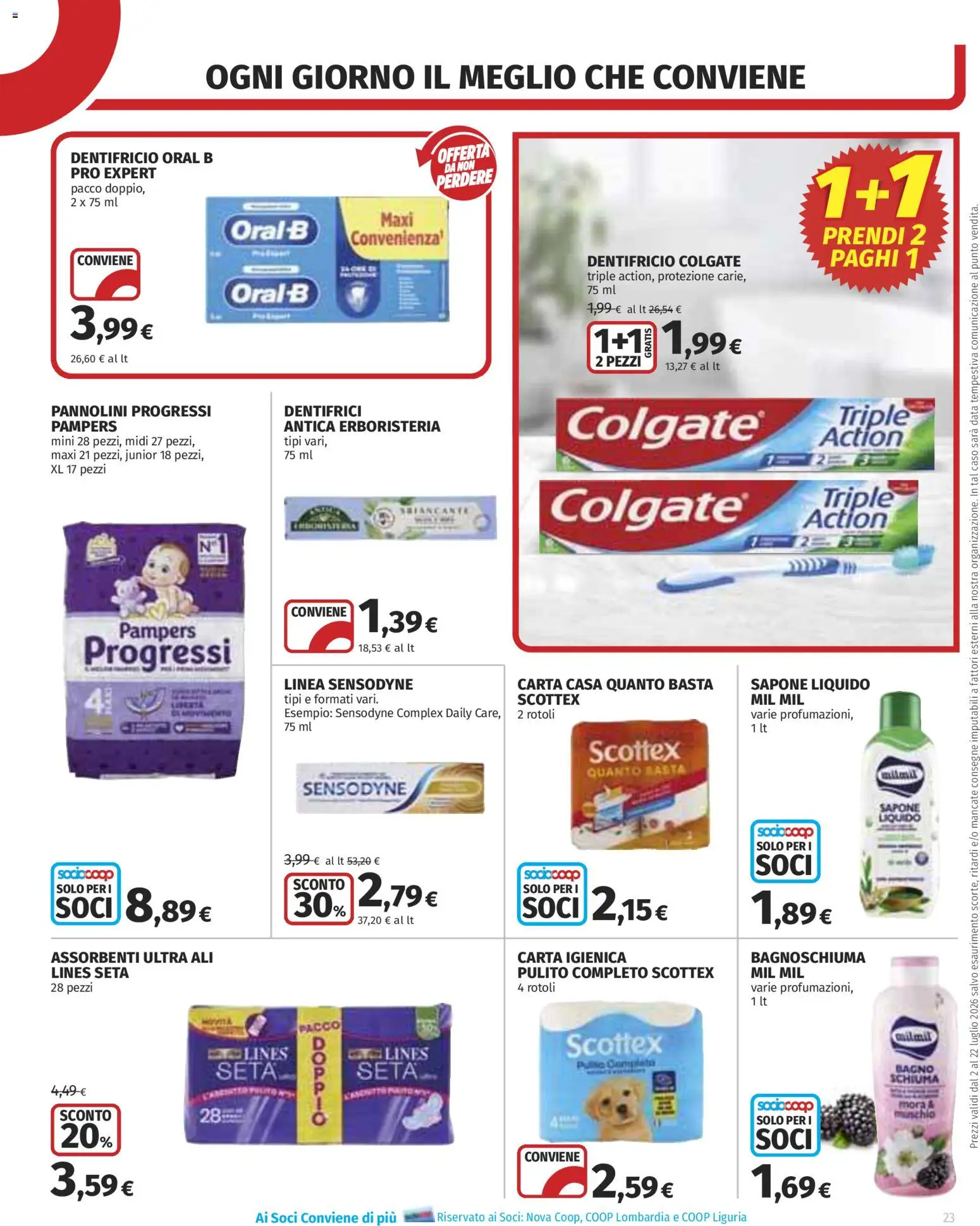 Volantino COOP del 02/07/2026 | Pagina: 23 | Prodotti: Pannolini, Pollo, Data, Bagno