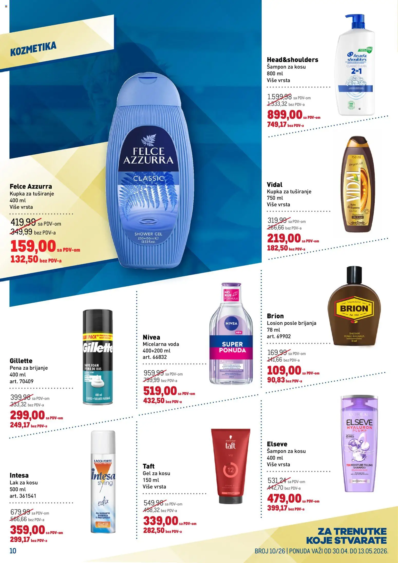 Metro katalog - važi od 30.04.2026 | Strana: 10 | Proizvode: Gillette, Micelarna voda, Pena za brijanje, Felce azzurra