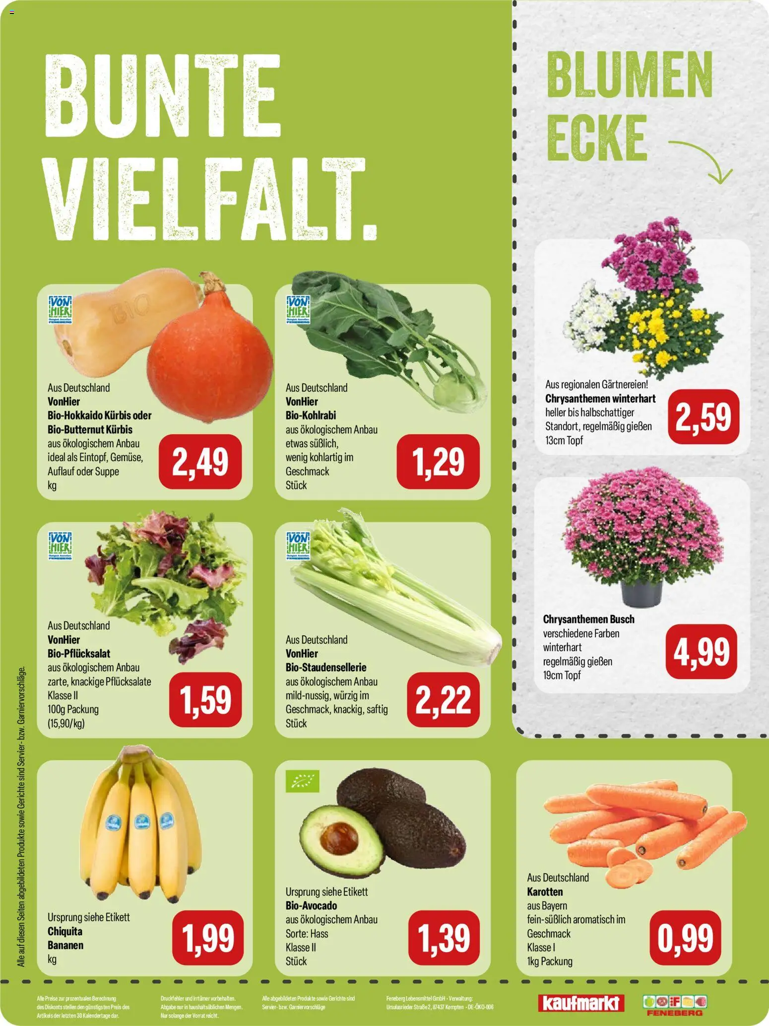 Feneberg Angebote – gültig ab 17.09.2026 | Seite: 8 | Produkte: Blumen, Bananen, Gerichte, Kürbis