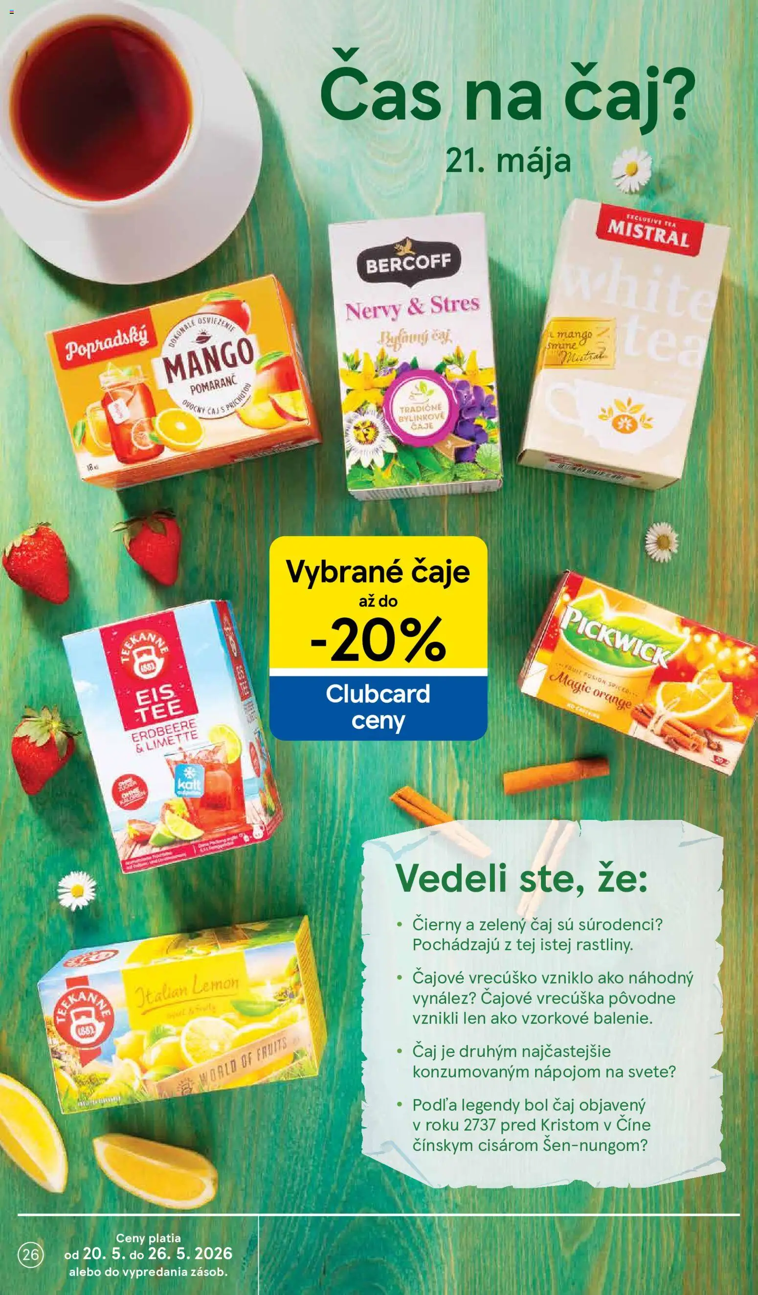 Nové Tesco akcie – leták je platný od 20.05.2026 | Strana: 26 | Produkty: Čaj, Mango, Teekanne