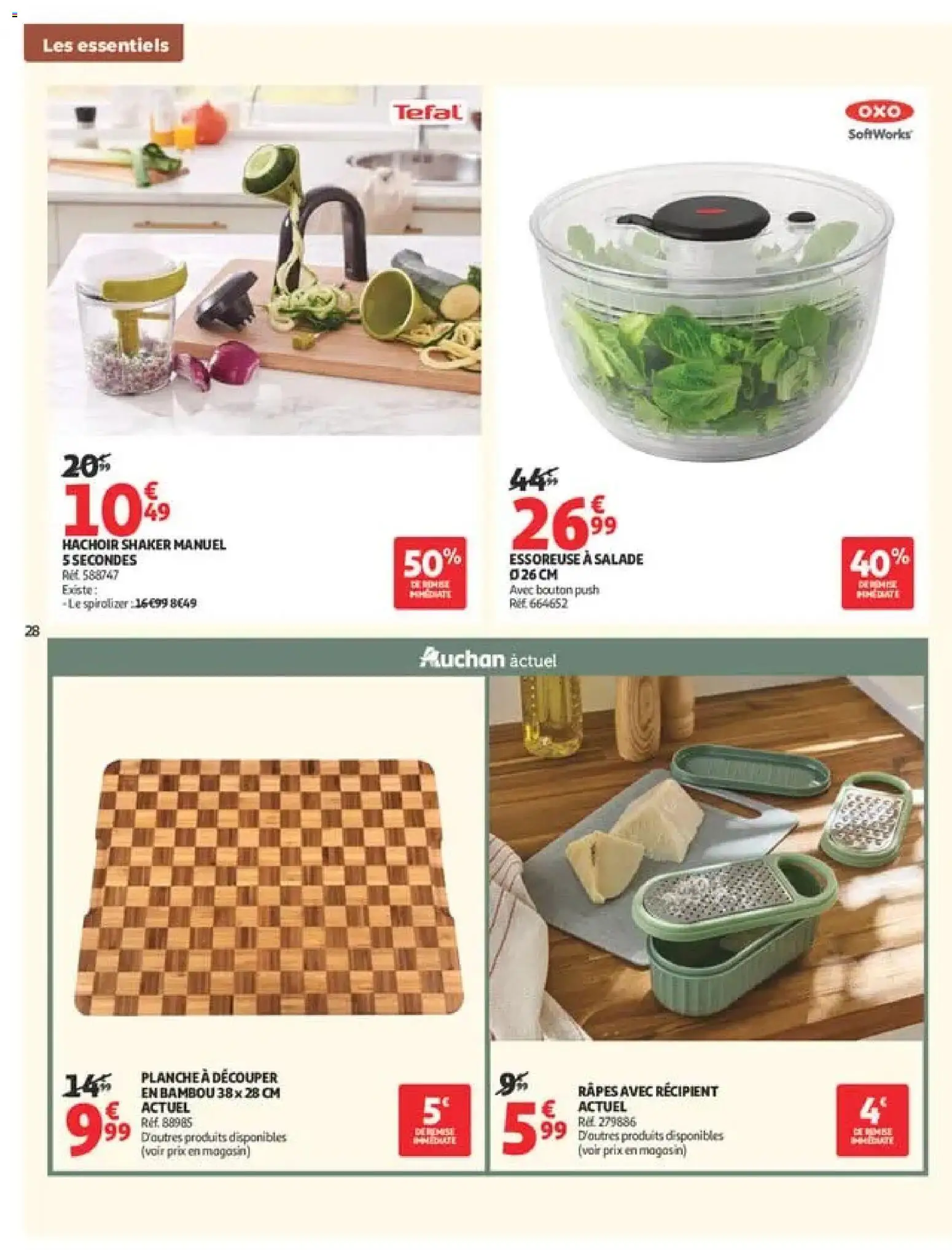 {H1} | Page: 28 | Produits: Salade, Essoreuse, Planche à découper, Tefal