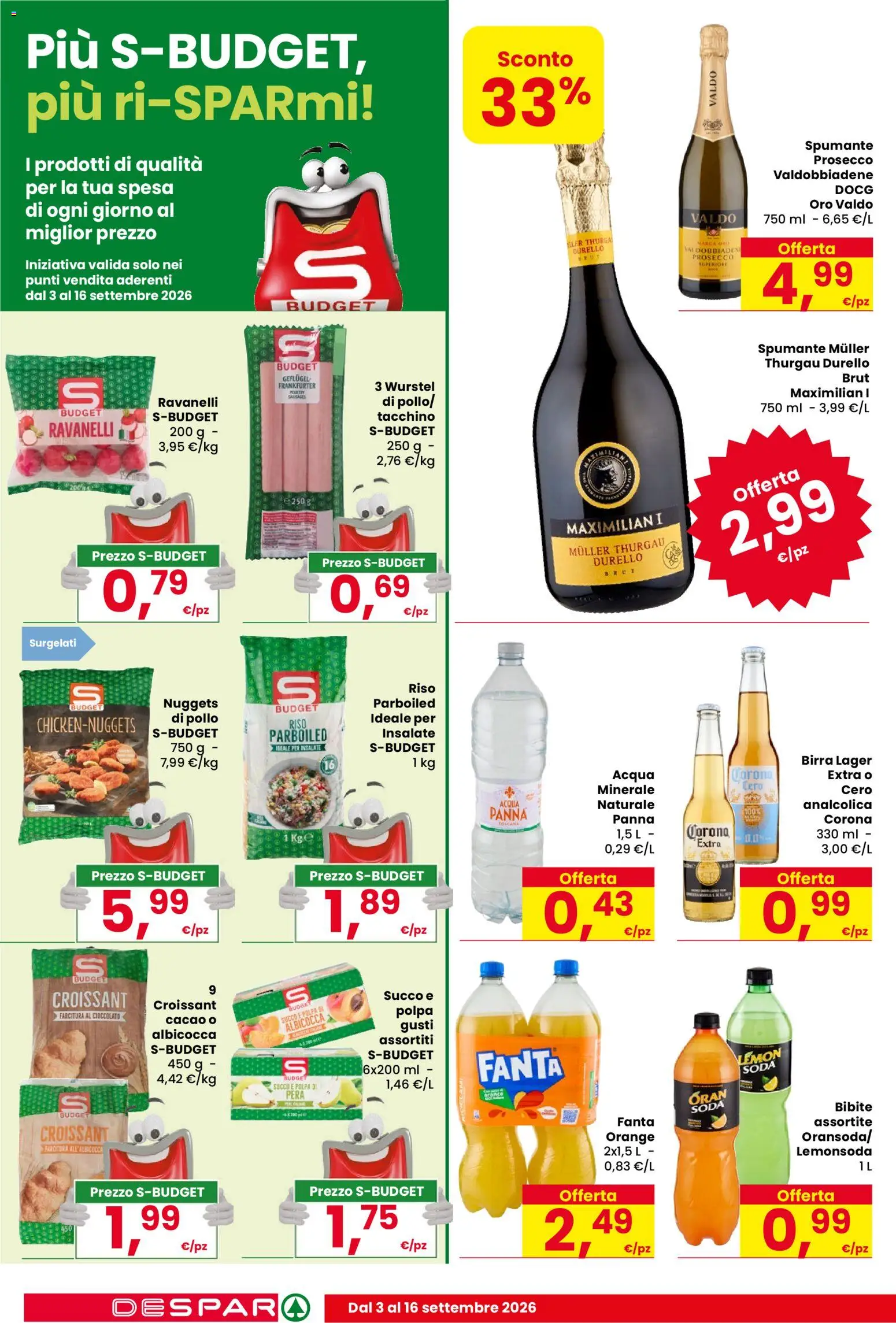 Volantino Despar del 03/09/2026 | Pagina: 14 | Prodotti: Cioccolato, Birra, Panna, Croissant