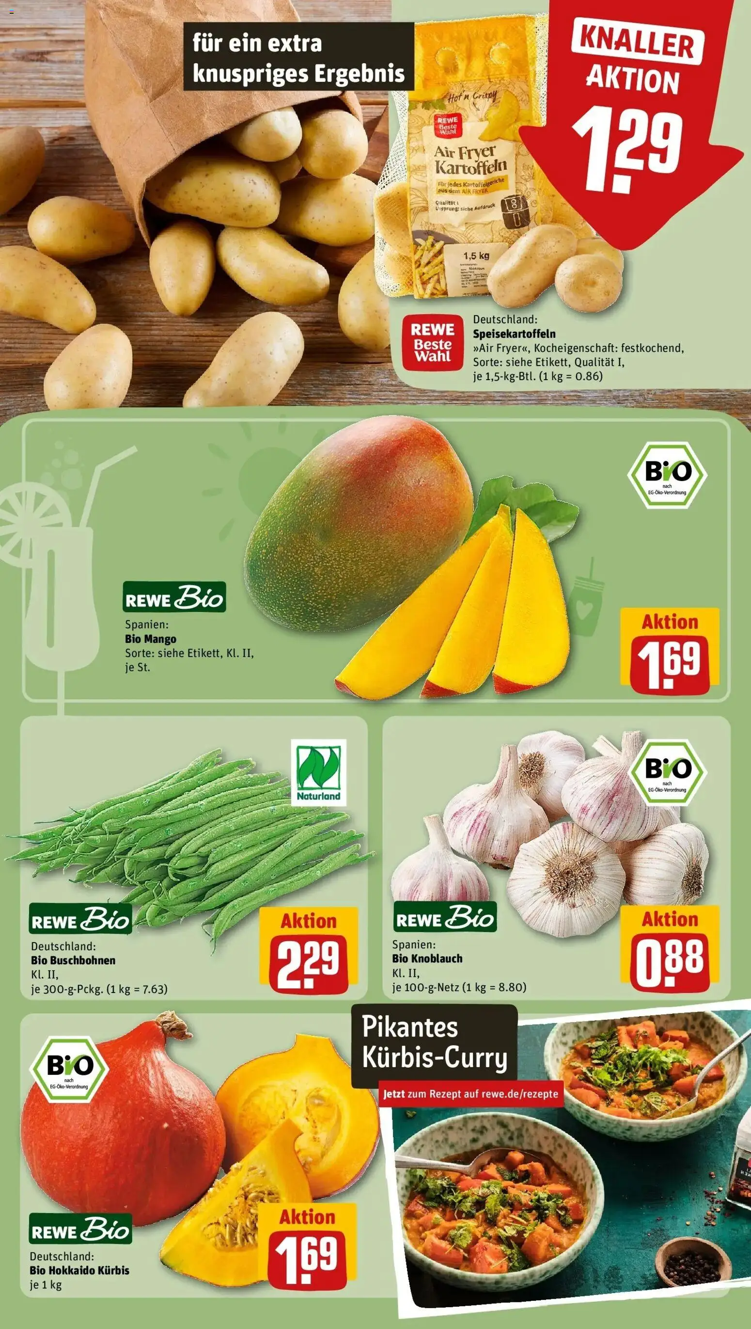 REWE Prospekt ab 24.08.2026 zum Blättern » Angebote | Seite: 5 | Produkte: Kartoffeln, Mango, Knoblauch, Kürbis