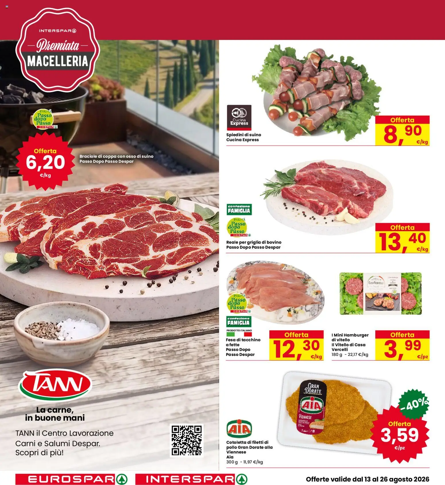Volantino Interspar del 13/08/2026 | Pagina: 4 | Prodotti: Pollo, Tacchino, Vitello, Hamburger