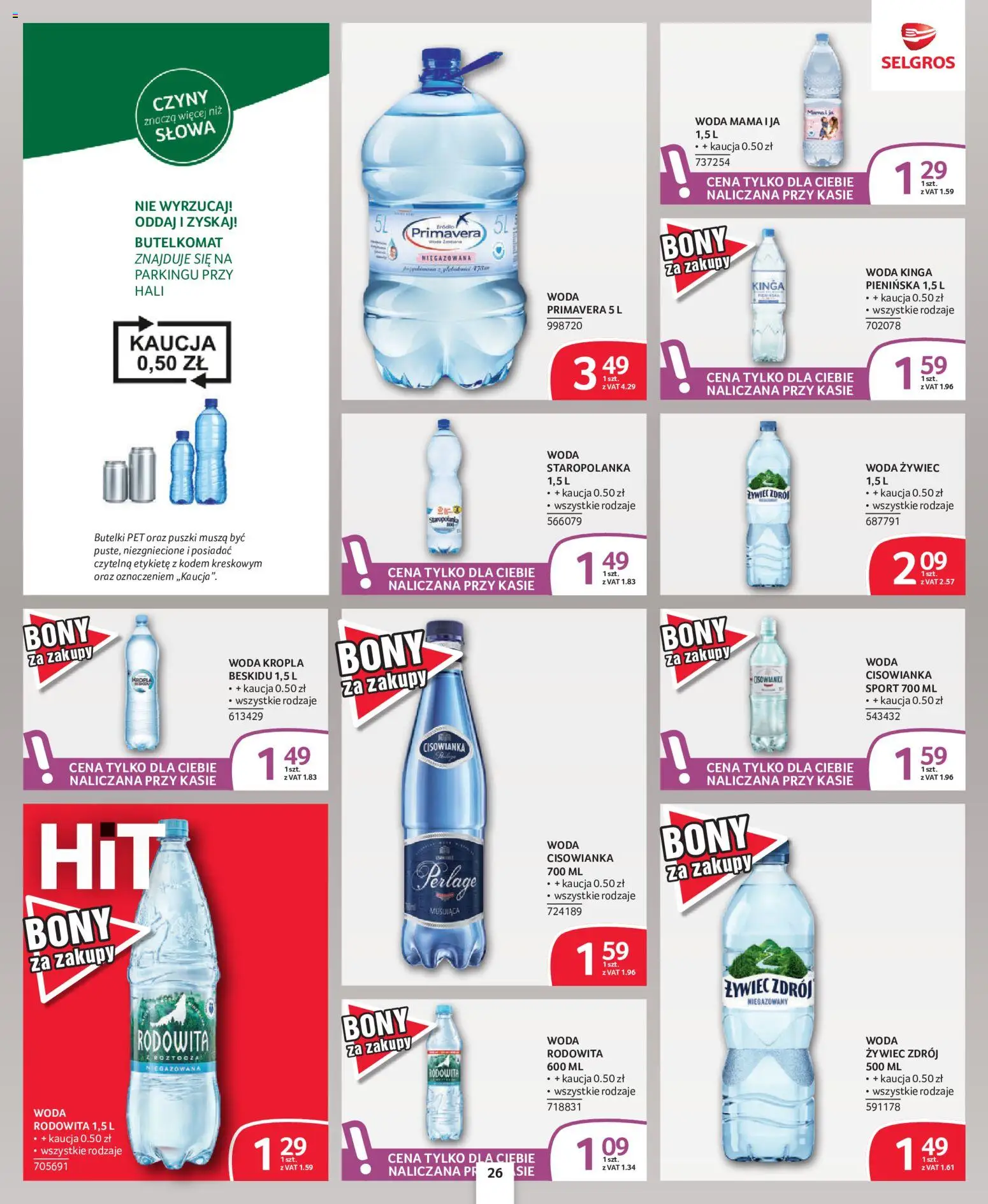 Selgros cash&carry gazetka - Oferta dla profesjonalistów od 08.10.2026 | Strona: 26 | Produkty: Woda żywiec, Cisowianka, Woda Mama i Ja, Woda