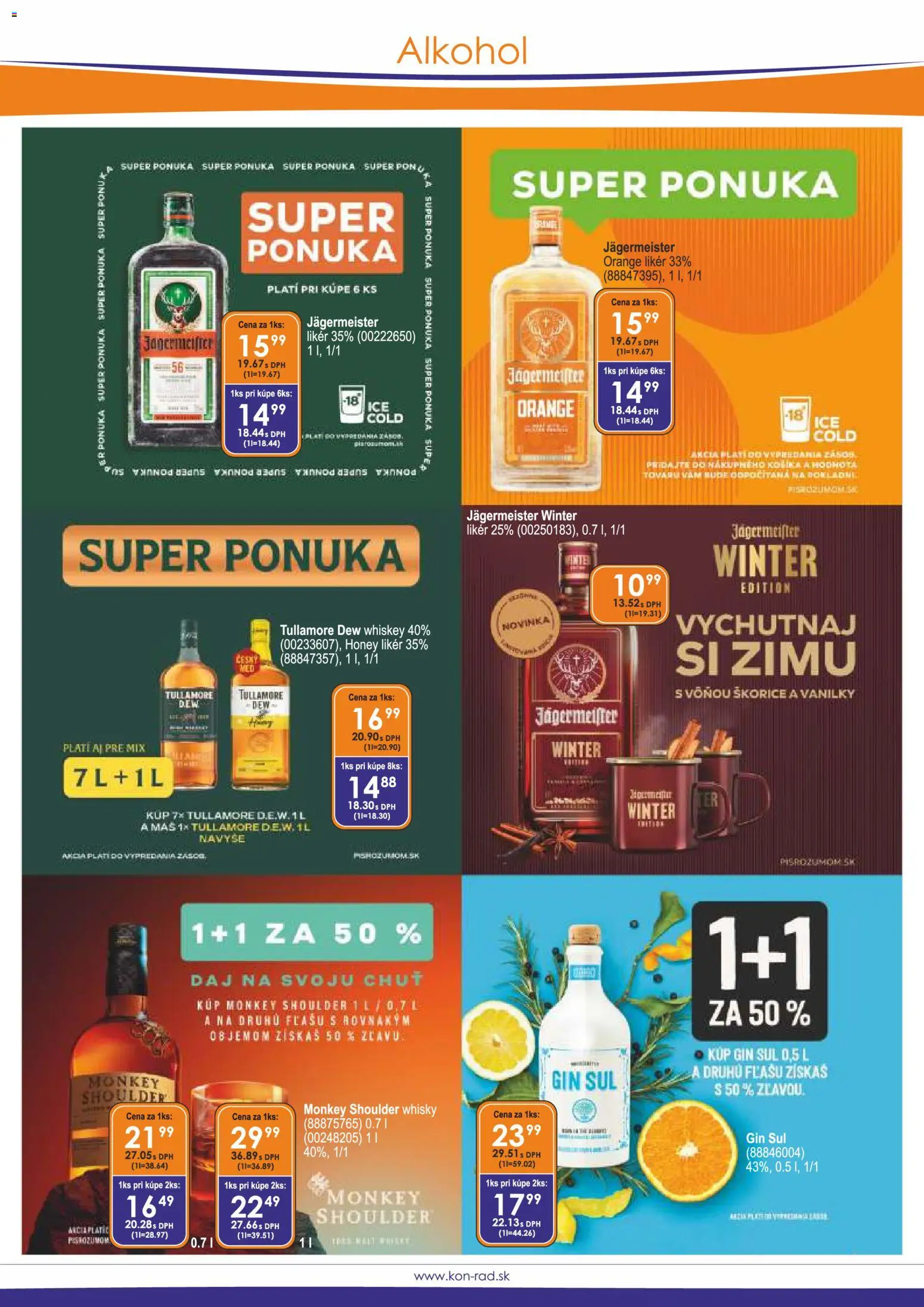 Nové KON - RAD akcie – leták je platný od 01.11.2026 | Strana: 12 | Produkty: Jägermeister, Whisky, Alkohol, Tullamore Dew