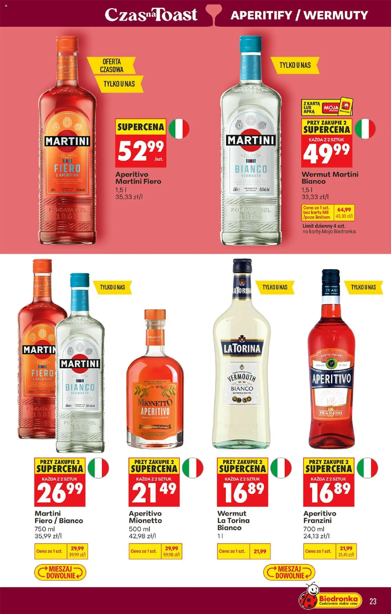 Biedronka Polsko leták - Czas na toast od 20.04.2026 | Strana: 23 | Produkty: Martini, Mionetto, Aperitivo, Karty