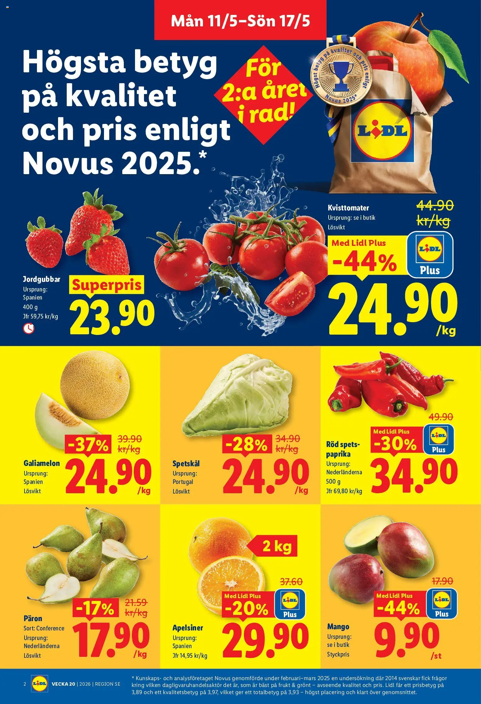 Lidl reklamblad aktuell från 11.05.2026 | Sida: 2 | Produkter: Apelsiner, Jordgubbar, Mango