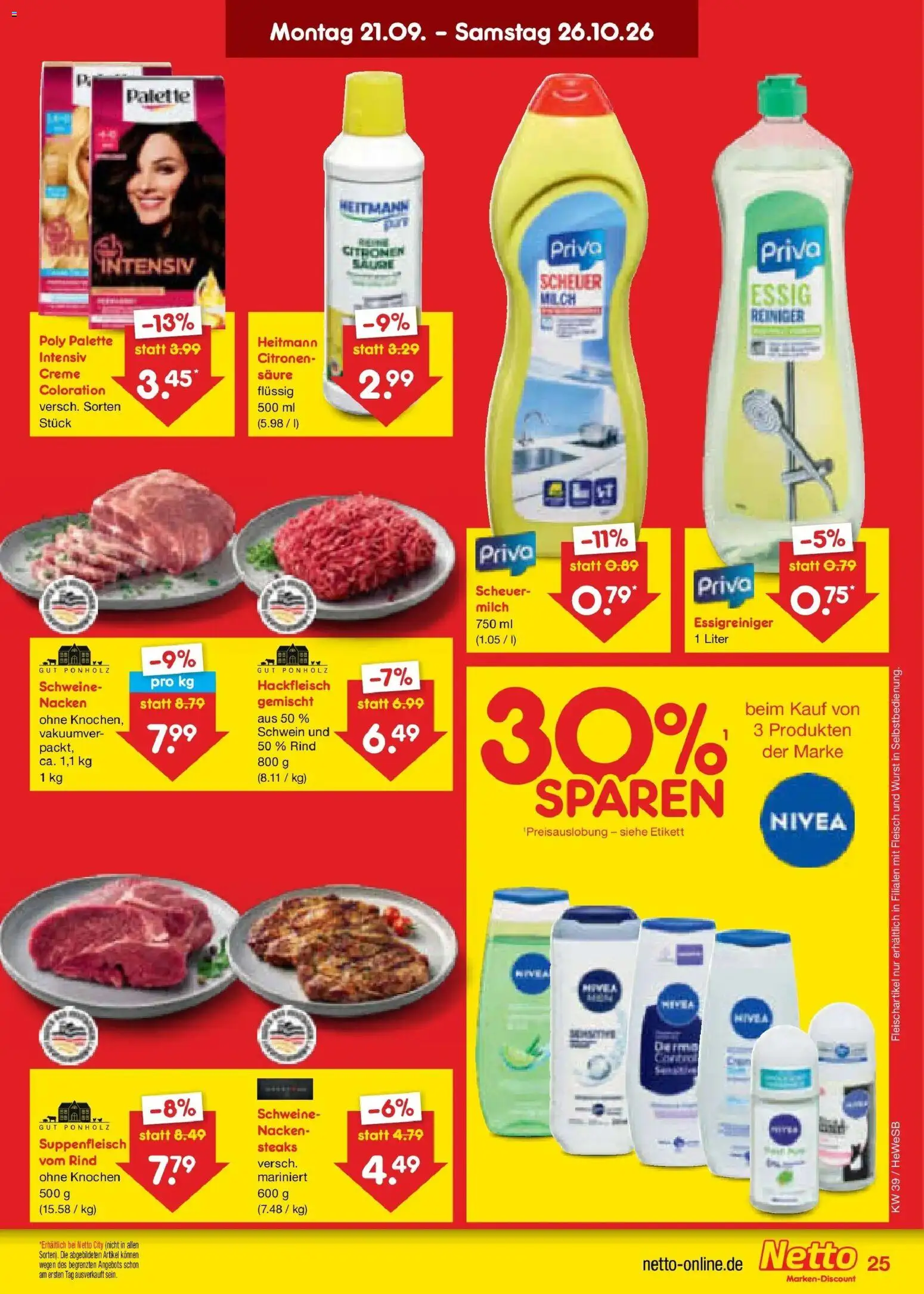 Netto Marken-Discount Prospekt Hamburg – gültig ab 21.09.2026 | Seite: 37 | Produkte: Milch, Creme, Suppenfleisch, Fleisch