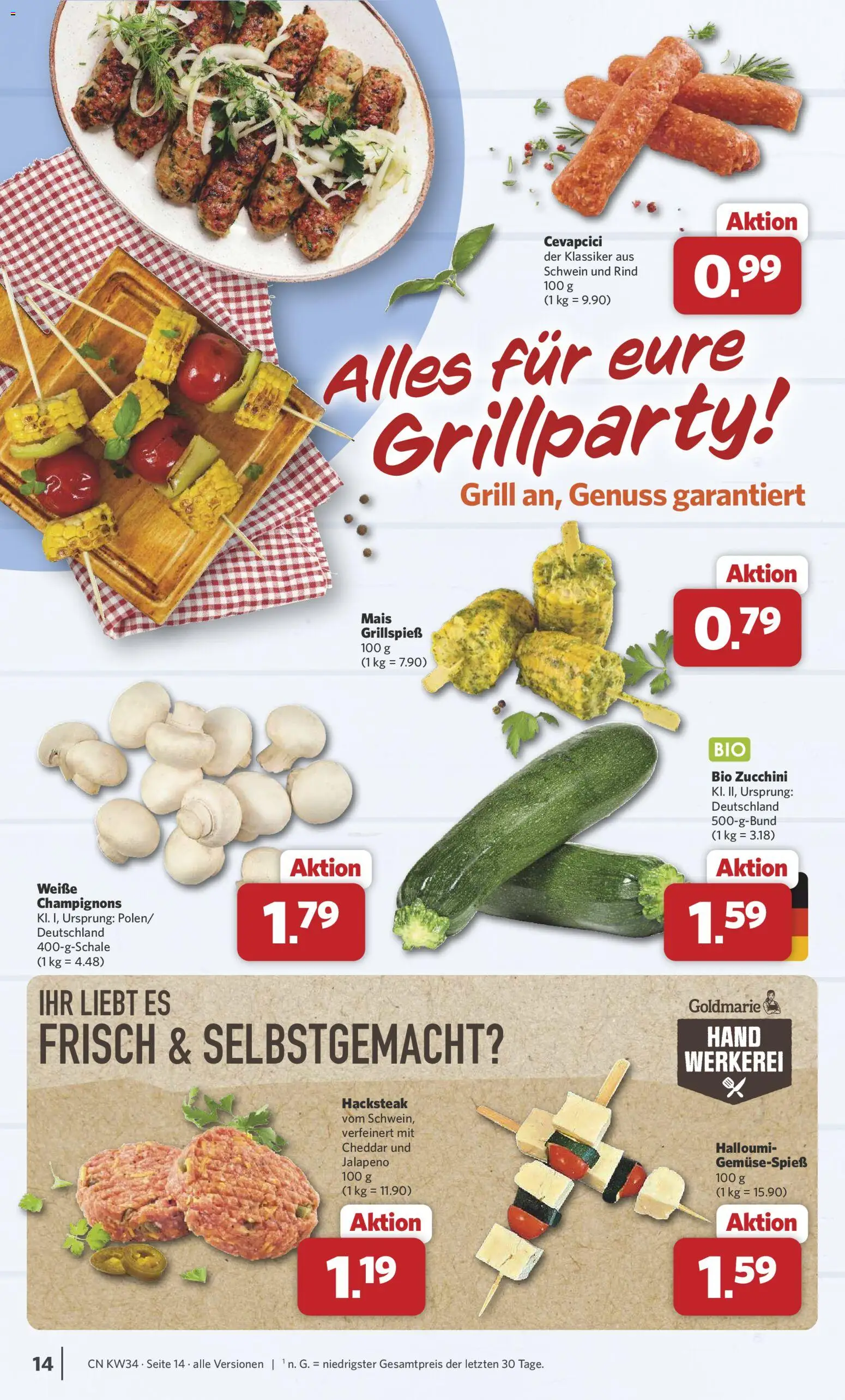 Combi Prospekt – gültig ab 17.08.2026 | Seite: 14 | Produkte: Mais, Cevapcici, Champignons, Zucchini